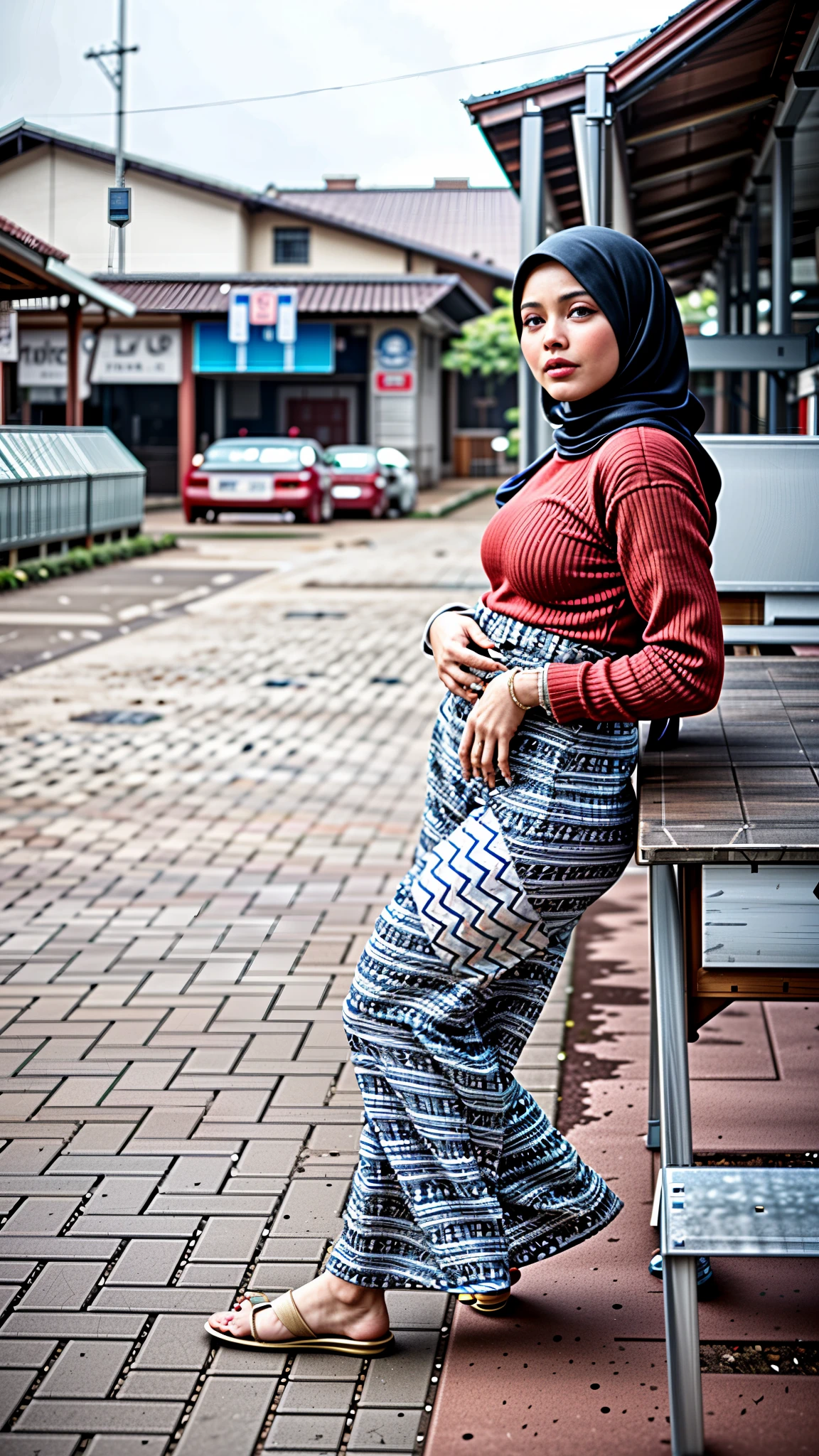 masterpiece, (ultra-high-definition portrait, vignet:1.4), Realistic, extremely detailed, CG unified, 8k, Clean lines, highly detailed, High-definition, raw color photos, Realistic portrait, Cinematic Light, Beautiful detailed, (1hijabgirl, indonesian:1.5), (165cm tall, big breasts with lips like she wants to kiss:1.5), Beautiful big breasts, breasts details, very tight, (Biggorgeous breast, Angry Face:1.5), (Angry Face, Big Breast:1.4), Close up of a girl in Beautiful clothes with errected nipple, biggorgeous breast, Soft smile, scarf, (Bombastic Side Eyes with curvaceous body:2), pose 4 of 1 6, Undress, No bra, (nipples that are clearly sticking out detail:1.2), Outdoors, high intricate detailed.