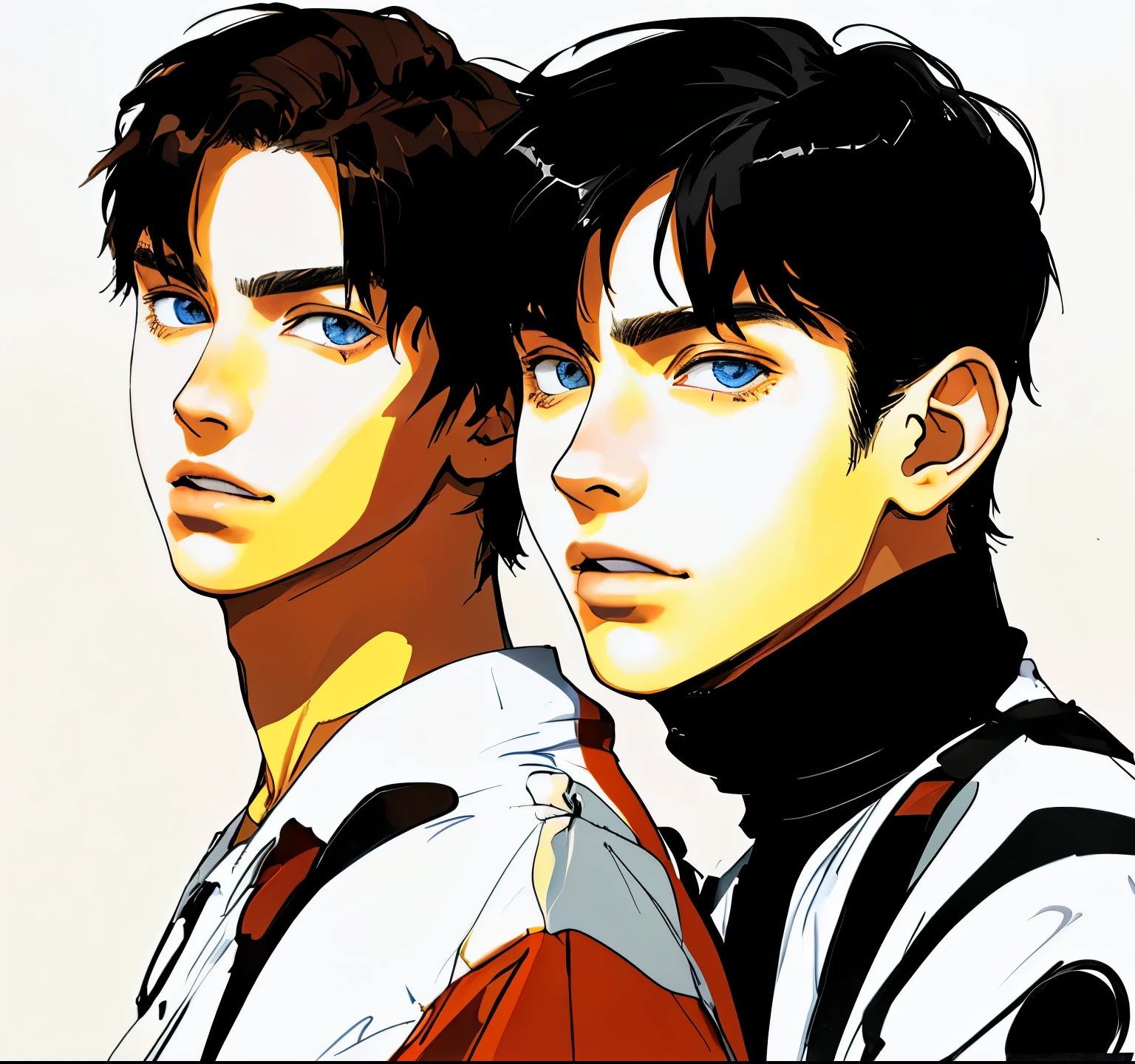 a couple of 16 year old men look at the camera