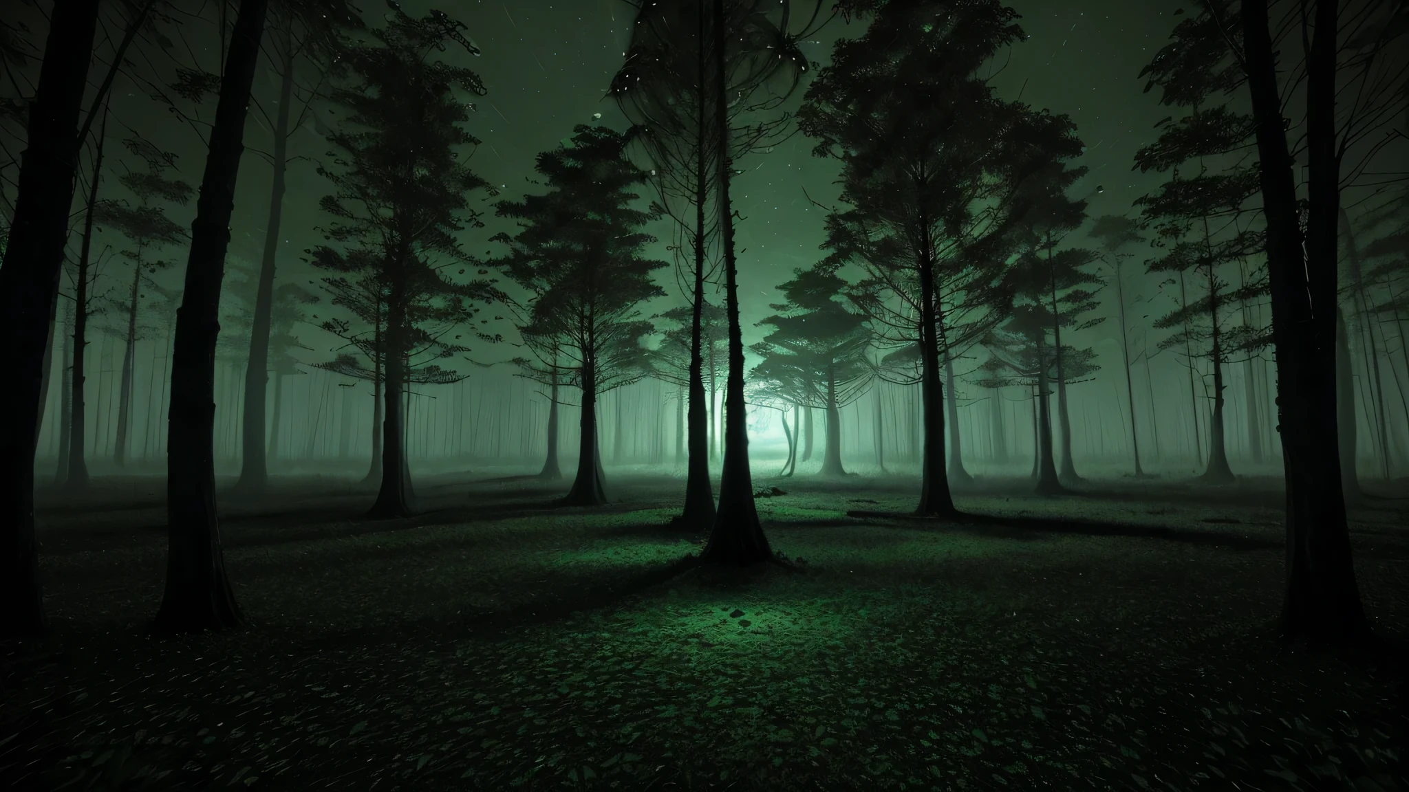 Floresta, cursed, a noite, lua cheia, creepy trees