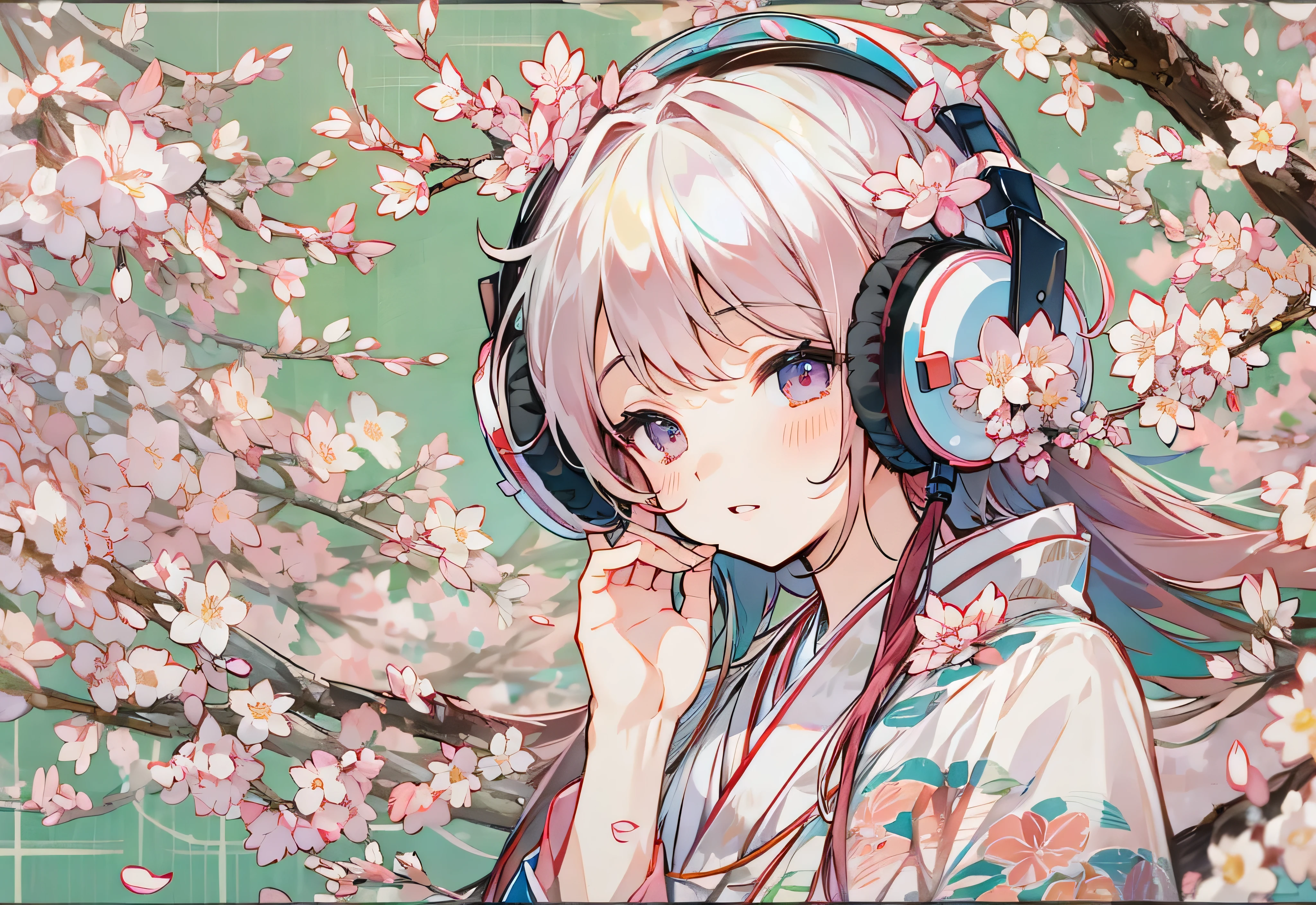 headphone spring clothes Japan cherry blossoms
