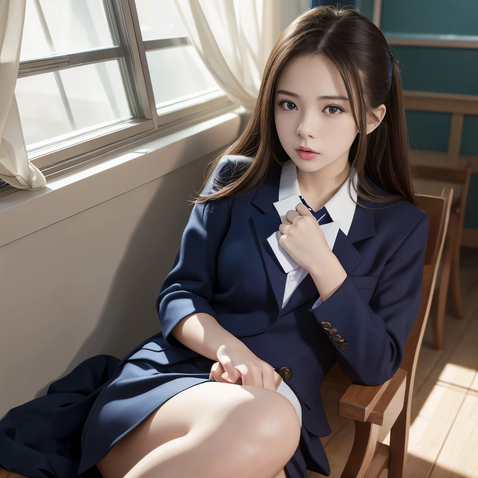 highest quality, masterpiece, ultra high resolution, (reality: 1.4), original photo, 8k raw photo:1.5, 1 girl, high school girl, first time々New, mature, JK uniform, movie lighting, perfect anatomy,