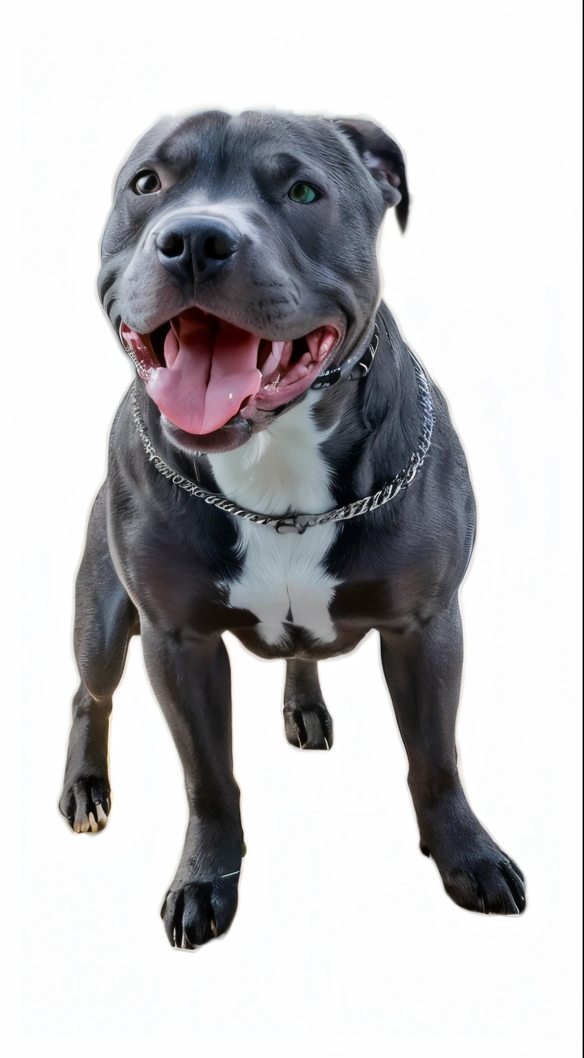 Create a realistic and terrifying image of a single dog, such as a Dogo Argentino , with a fierce expression, showing its teeth and intense, glowing eyes. The dog should have a muscular build, standing in a dark, eerie setting with shadows and mist, enhancing its menacing presence.