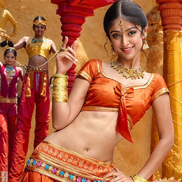 (masterpiece, best quality:1.2), 1girl, solo, Indian Dance Dress, Indian Dance top