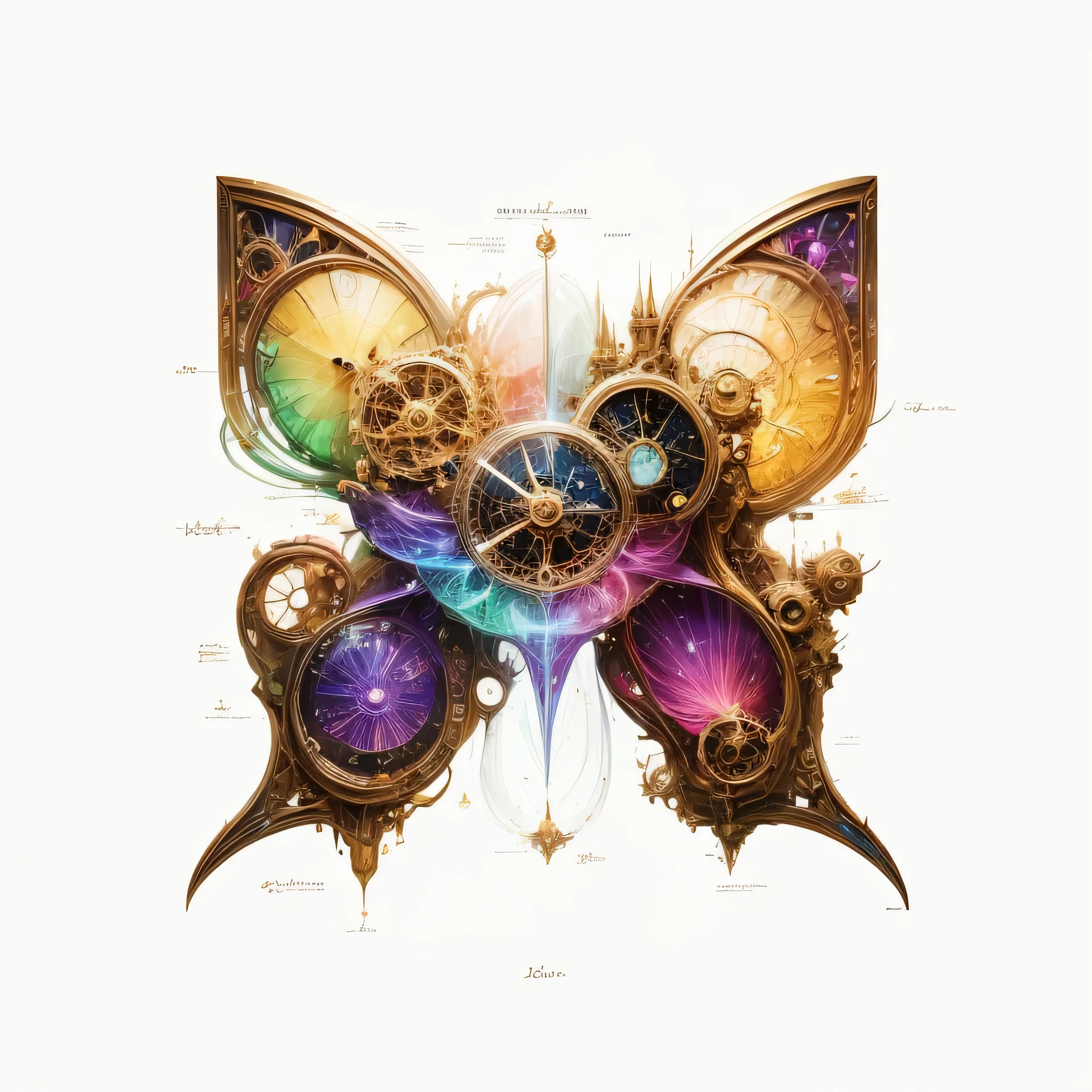Mechanical clocks，A rainbow-colored space-time door to another dimension，magic elements