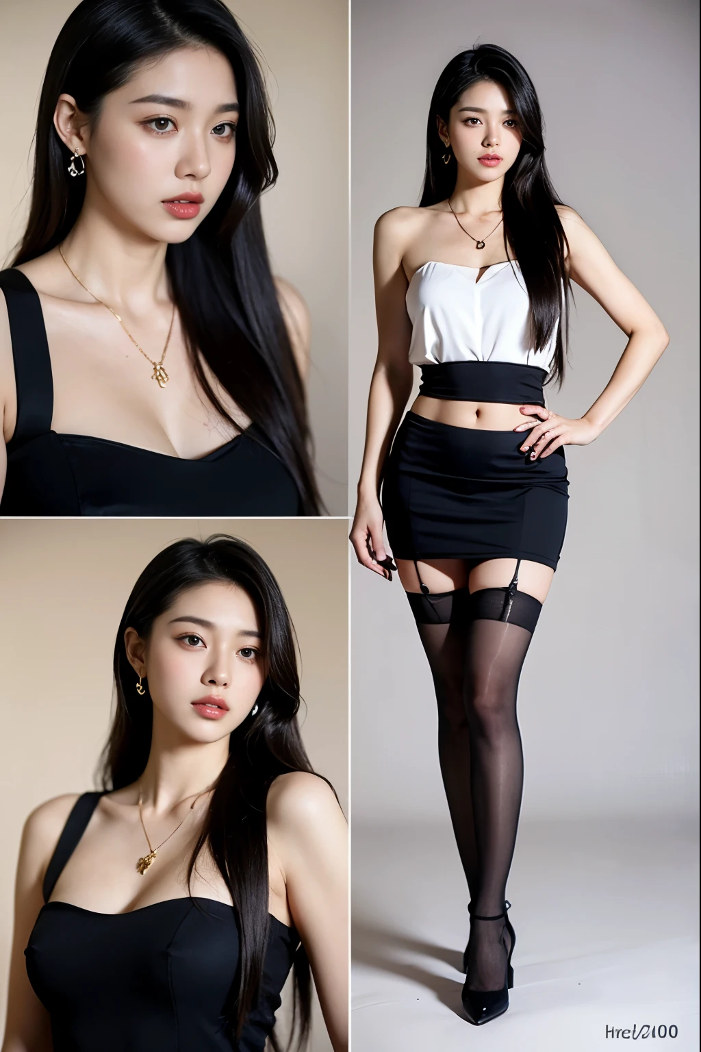 (masterpiece:1.3), (8 thousand, realistic, RAW photos, best quality: 1.4), (1 woman),(sheer silk blouse), (short skirt), (짙은색 realistic 팬티 스타킹), (wearing stockings), (wearing stockings), (High Heels), (High Heels), (very sexy), (full body shot), (Beautiful makeover), (유난히 아름다운 realistic 얼굴), (Build a beautiful body) , (beautiful face), (beautiful face), (long eyelashes), (double eyelid), (big bust) , (Strong body through exercise), (beautiful abs), (Beautiful heaps), (tall), (such a beautiful body), (realistic face), (black hair. parted, long hair:1.3), (아름다운 parted스타일), (realistic eyes), (really beautiful and delicate eyes), (realistic skin), (beautiful skin), (nudity), (absurd), (attractive), (ultra high resolution), (extremely realistic), (very detailed), (golden ratio), (realistic 긴 다리), (realistic 팔), (necklace), (earring),(beautiful nails manicure), (So beautiful and sexy)