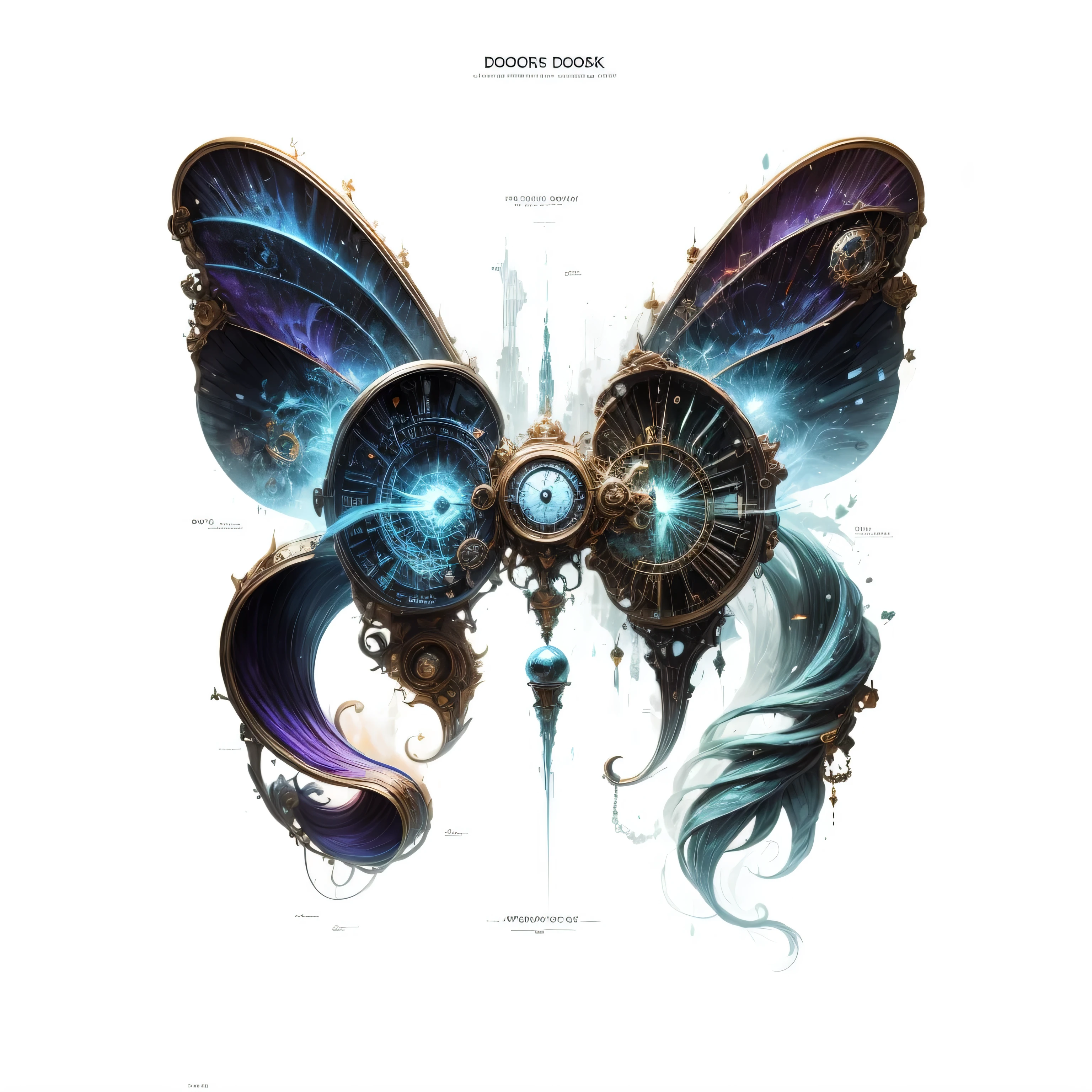 Mechanical clocks，A rainbow-colored space-time door to another dimension，magic elements