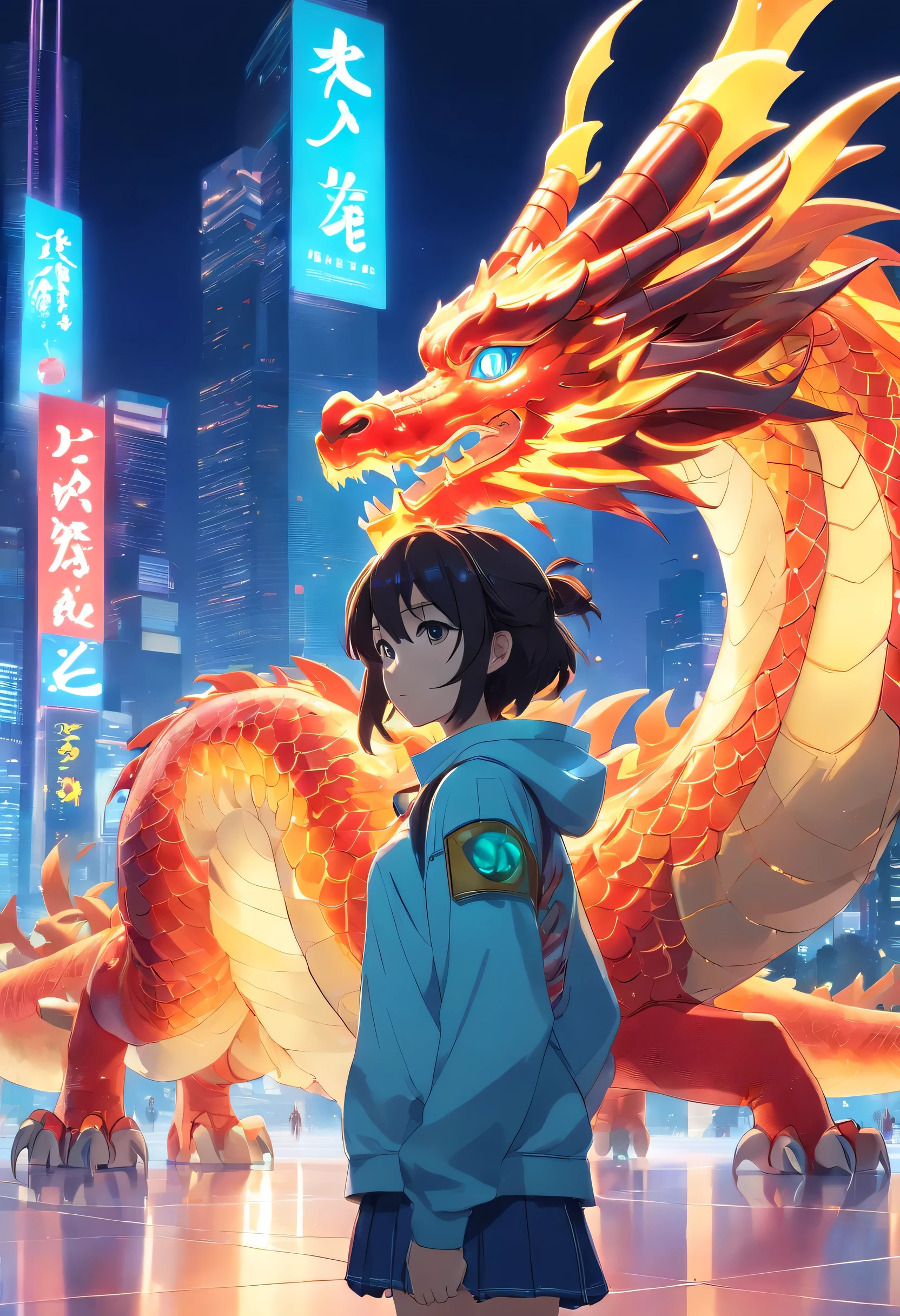 chinesedragon, (Blind box toy style:1.2), (Full body shot) , 1 Transparent girl,Behind him is a transparent Chinese dragon, Transparent mech, Exquisite helmet:1.2, Luminous goggles:1.2, Cyberpunk, dreamy glow, luminous neon lights, Clean, White background, ( Global illumination, Ray traching, hdr, unreal render,reasonable design, high detal, Masterpiece, Best quality, hyper HD, Cinematic lighting)