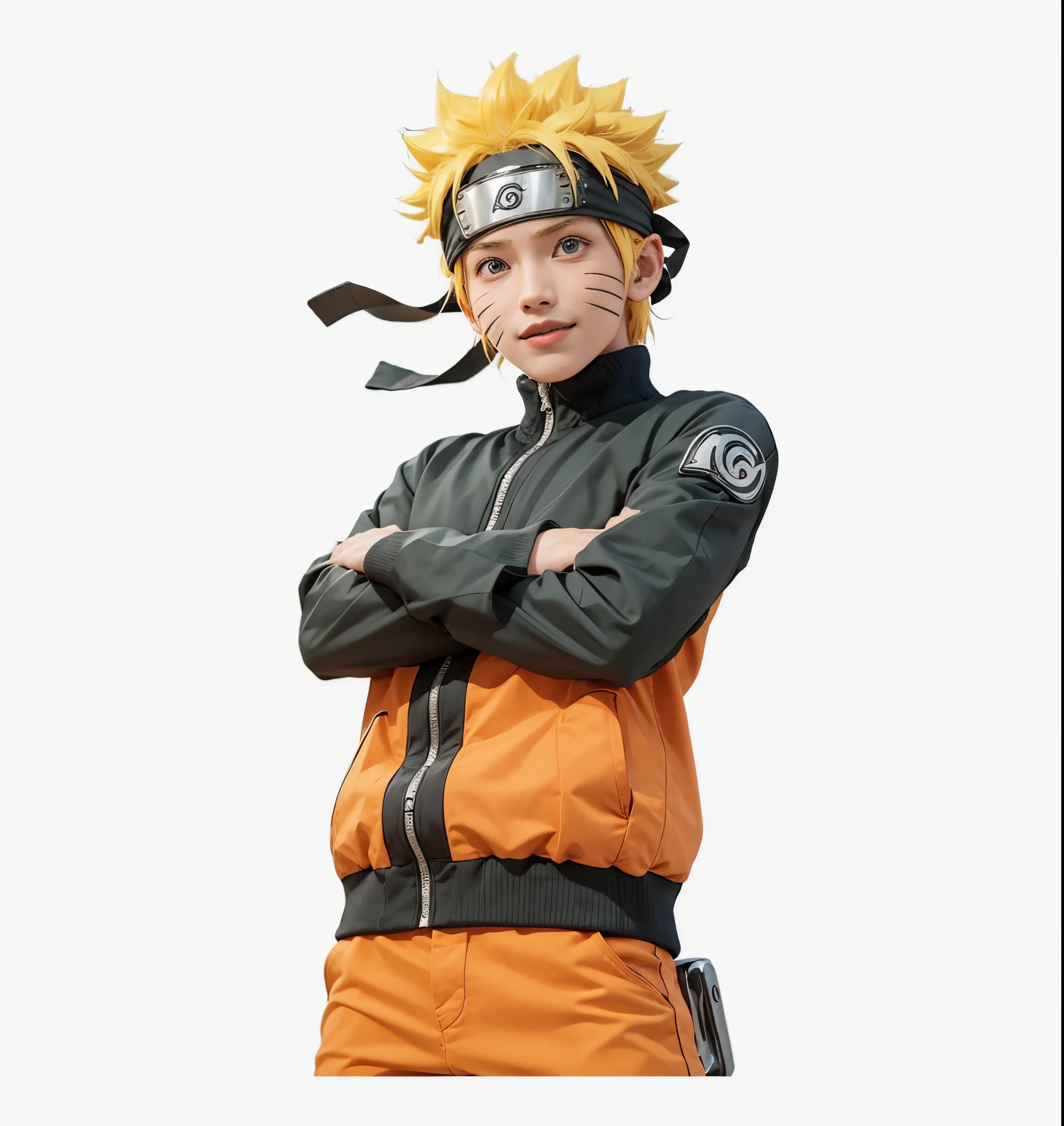 1 homem, uzumaki naruto no anime naruto shippuuden, cabelo curto , cabelo amarelo, olhos azuis, bonito, roupas laranja, Sorriso, realista clothes, roupas detalhadas, fundo da cidade, Ultra detalhe, realista