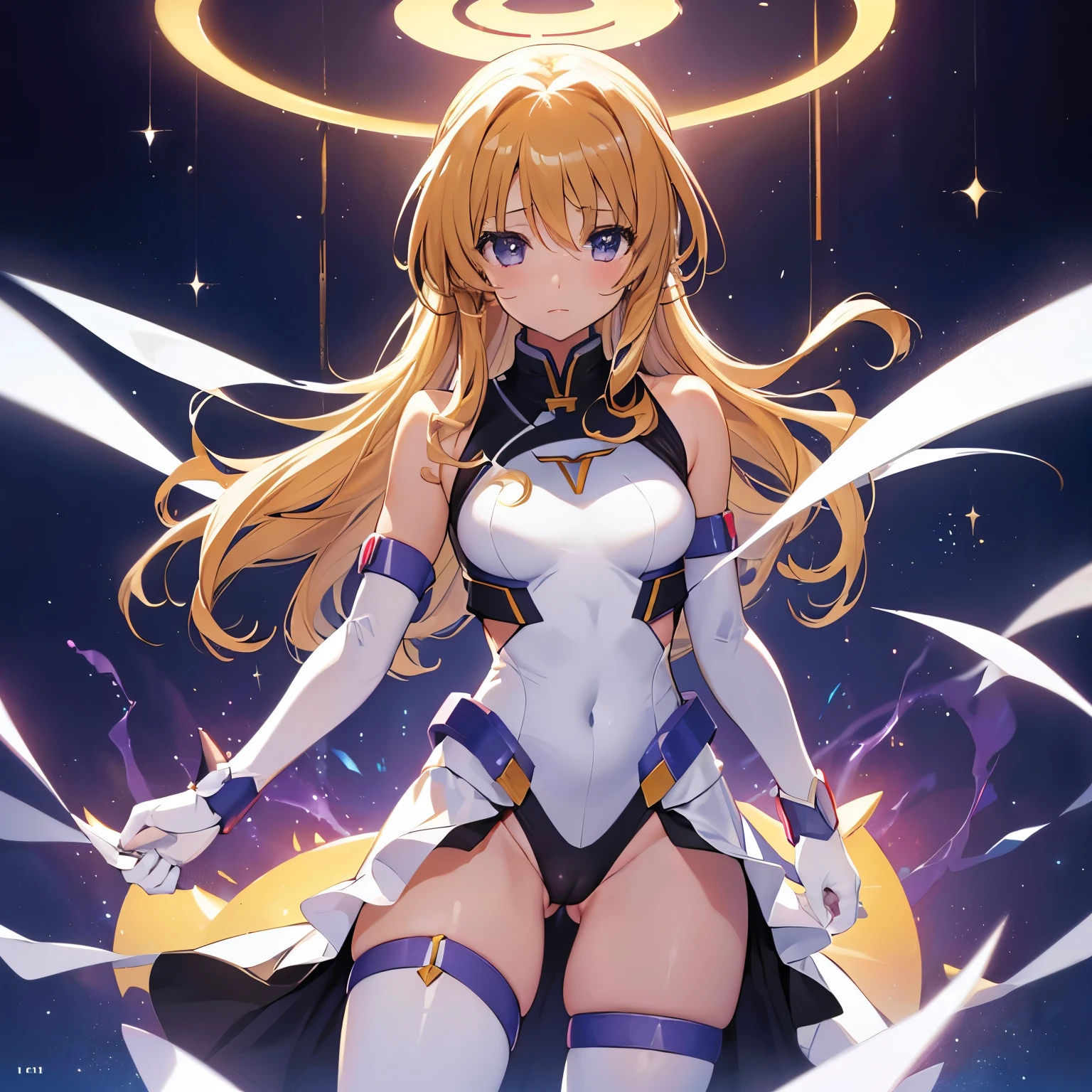 (Pov, cinematic lighting, hetero, cameltoe, in nanoha style:1.4, girl, spreading legs:1.4, dynamicpose, detailed skin, ), ((Takamachi nanoha, white magic curl costume )), 