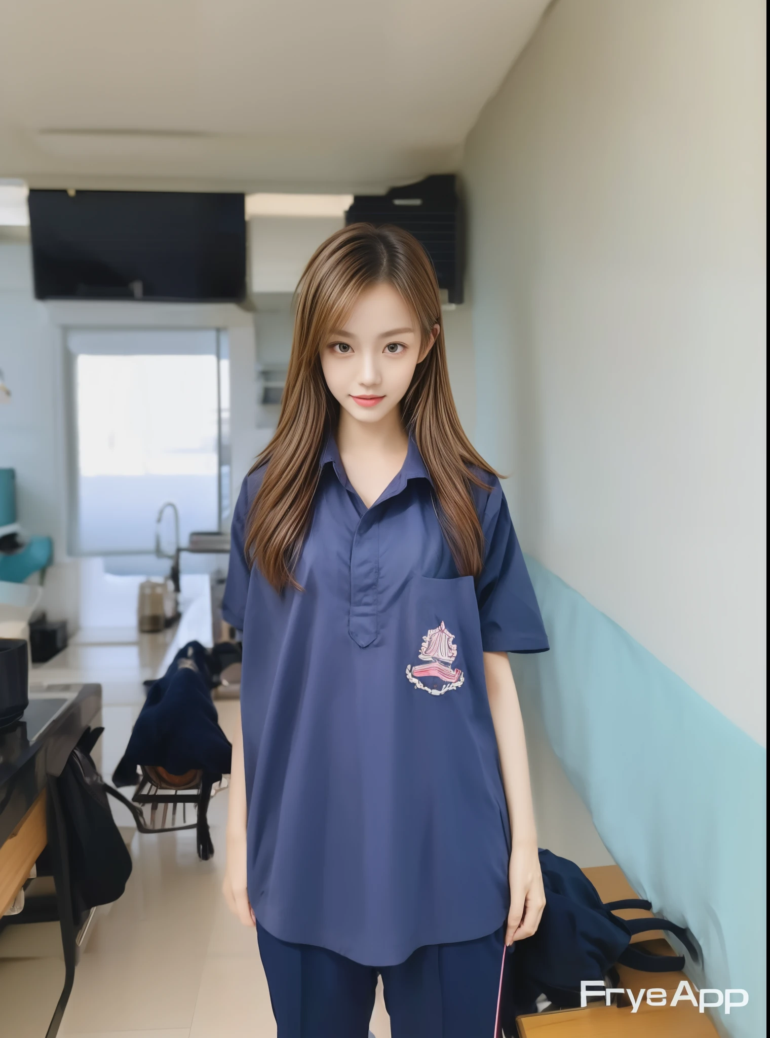 (best quality,10,10,height,Masterpiece:1.2),Special details,(realistic,Realistic picture,Realistic photos:1.37),1 Cute girl in the kitchen,shiny, skin shiny,only,smile softly,BDclothelue shirt:1.3)),short sleeve,shirt, Long pants.,(navy_long_track pants:1.1), ((Kitchen Background)),Dynamic angle,excited,Face focus,dynamic poses,from behind,focus on ass,Masterpiece, best quality, ultra realistic, Too many details, 8k resolution, raw photos, Sharp focus, ((Navy blue shirt:1.1)), short sleeve, long route, perfect body, 2 mature women, 18 years old, Cinema-grade lighting system,blue sweatpants,exercise cloth,correct anatomy,perfect body, correct body, Sharp face, Correct body anatomical, full body, realistic gestures, long-haired, realistic poses,Wear long shorts...........................,The legs are long.,Good shape,carved girl, Slender figure, model, Good shape, beautiful body,blue sweatpants, two girls kissing