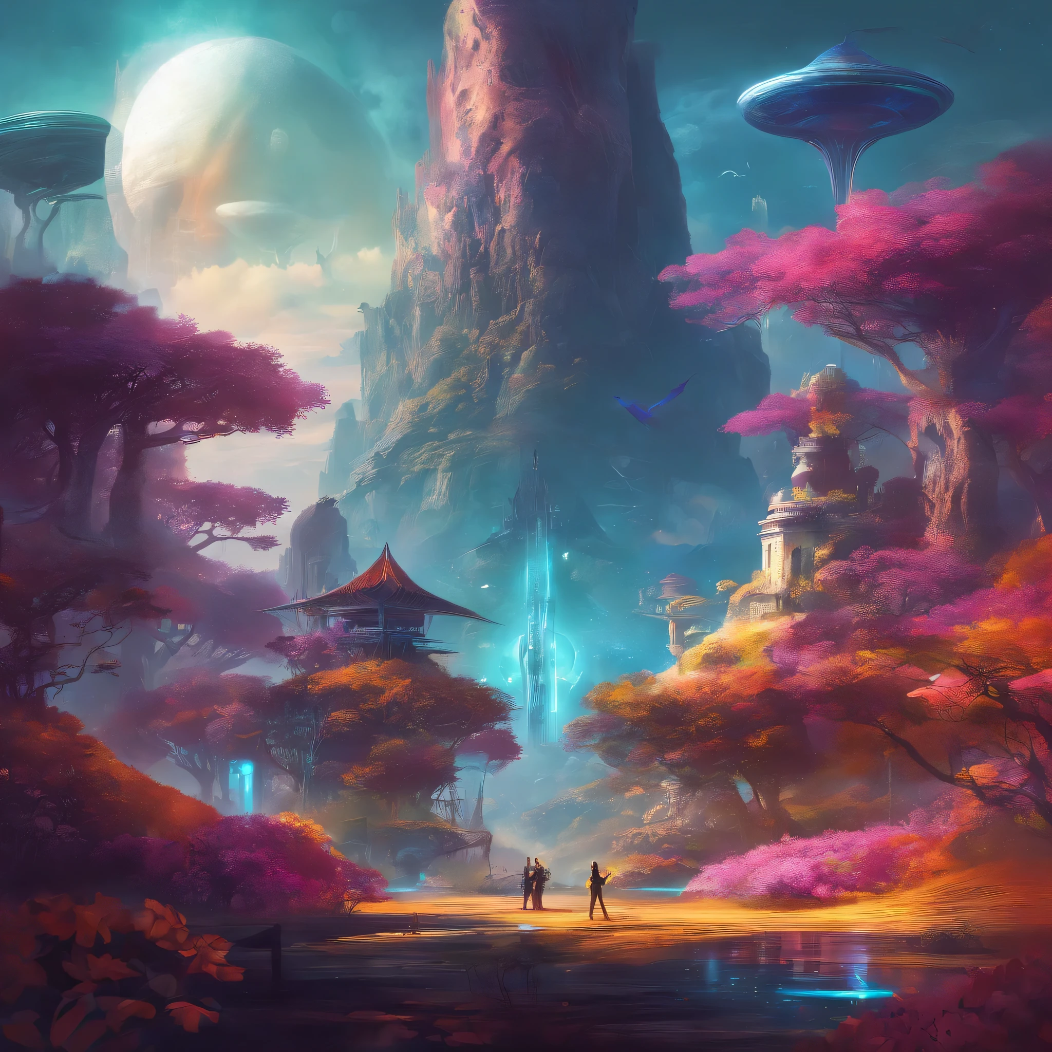 Alien landscapes, hyper-evolved civilizations, shining utopias, Shangri-La, glowing flowers dancing, and birds of the most exquisite colors chirping,