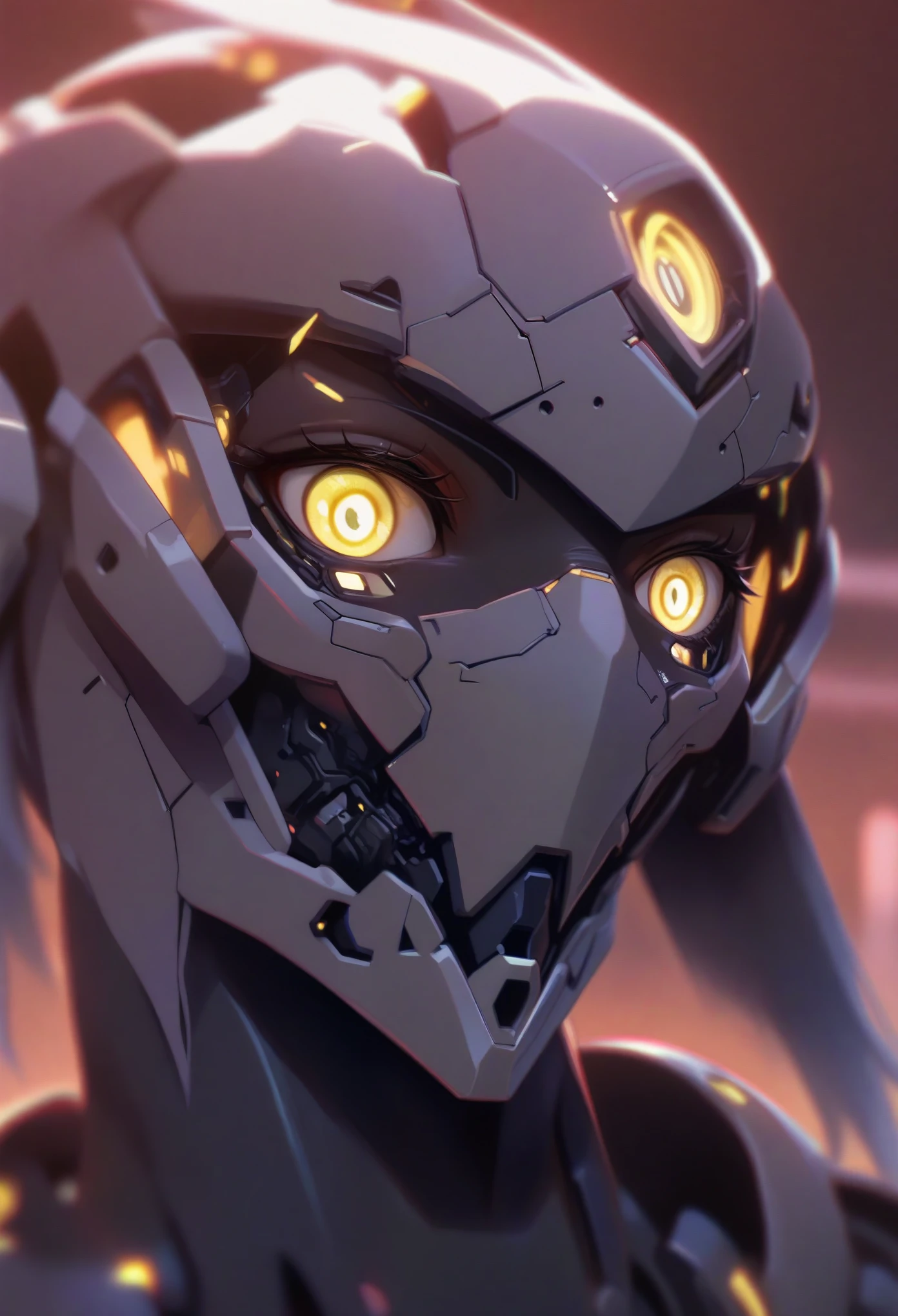 best quality, (ultra high res), 1girl, solo, cyborg female, upper body shot, ((yellow eyes): 1.2), mechanical eyes, artificial eyes, detailed eyes, futuristic glowing eyes, well-aligned eyes, extremely detailed face, cowboy shot, spaceship, thick body, (wearing cyber bodysuit, cyber Helmet, detailed visor), high heels, standing with legs apart, cyber feet, (cinematic lighting), ((fullbody view)), futuristic background