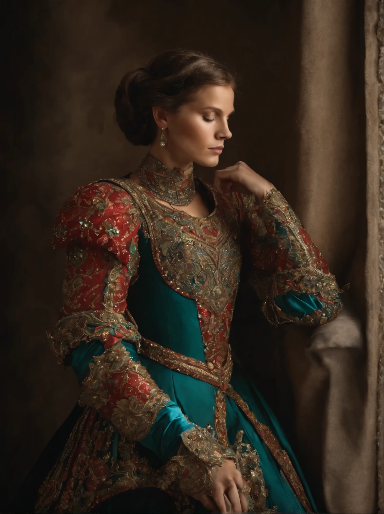 seamstress mending armor