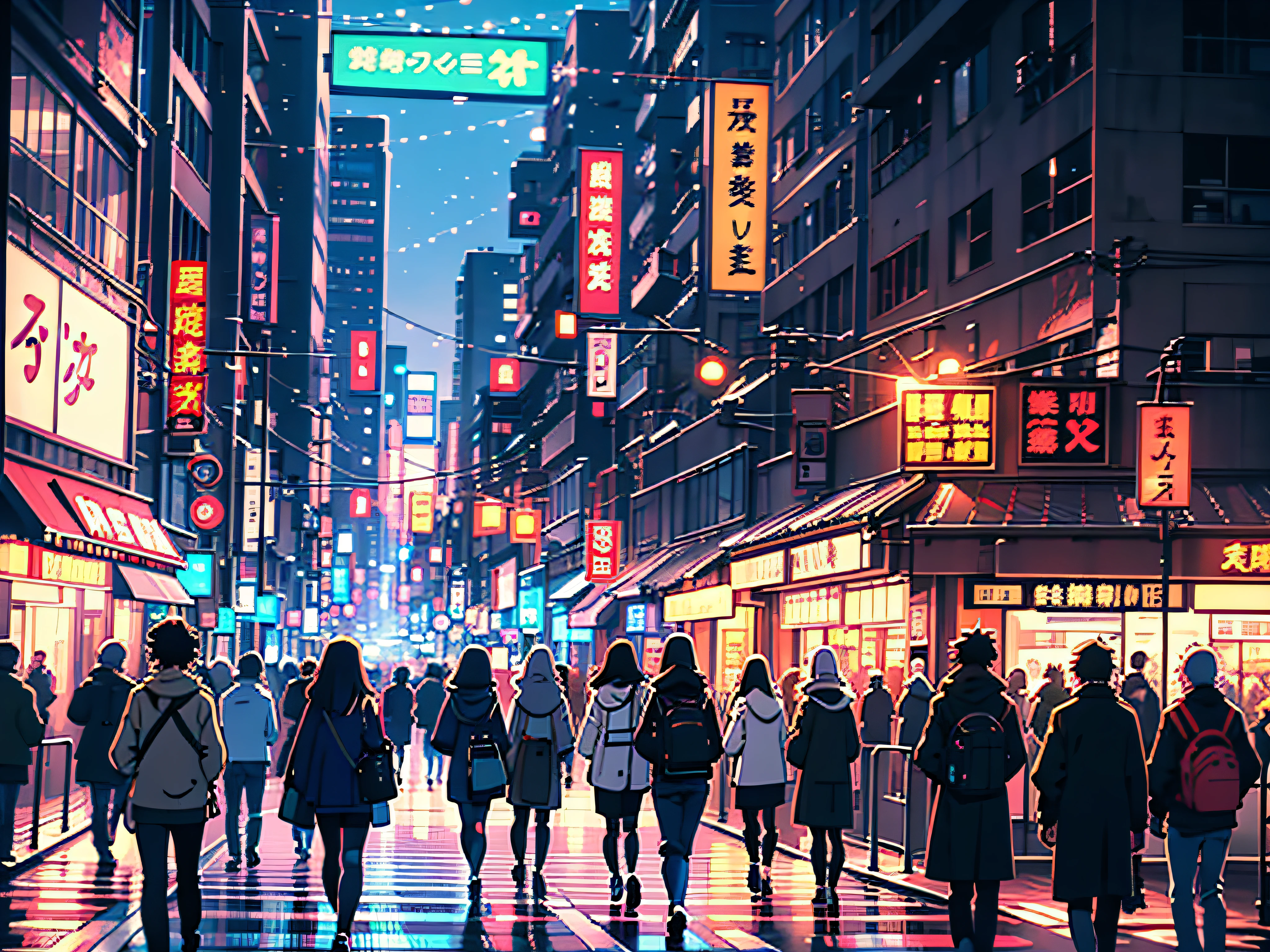 hay mucha gente caminando por la calle de la ciudad, red line anime movie style, anime movie stills anime shikishi, calle llena de gente, escena de anime de tokio, ( ( Makoto Shinkai ) ), Makoto Shinkai movie, anime movie screenshot, Makoto Shinkai. —h 2160, anime movie screenshot, anime movie still