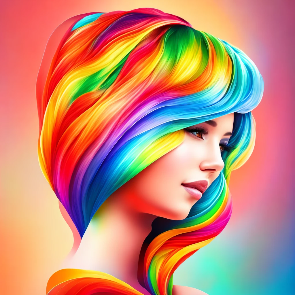 colorful abstract of cute woman, rainbow color, 16k, high resolution