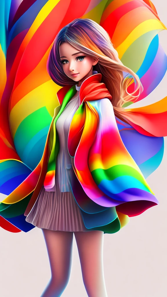 colorful abstract, cute woman, full body, rainbow color, 16k, high resolution