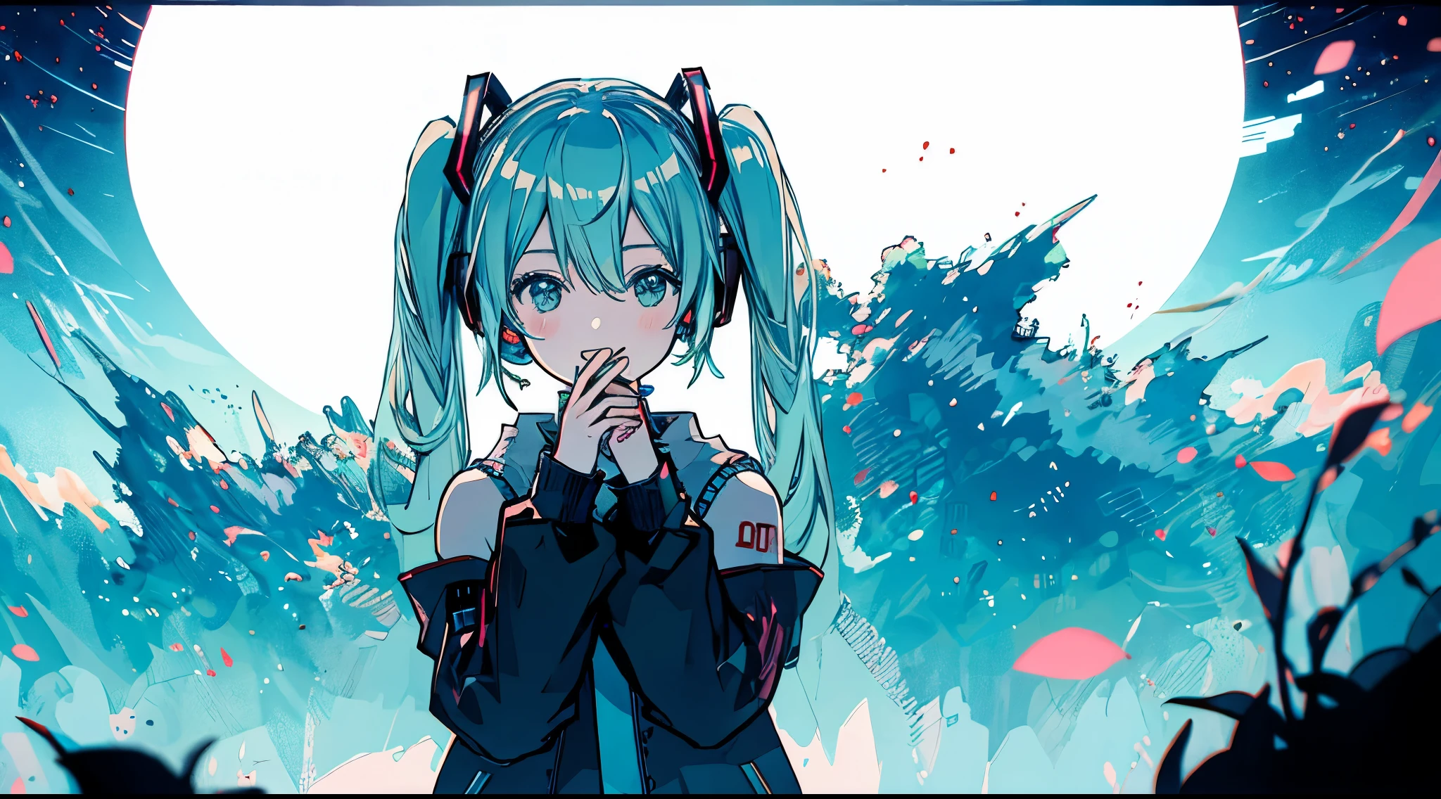 (masterpiece), (highest quality),(Hatsune_Miku),(1 girl:1),Happy,