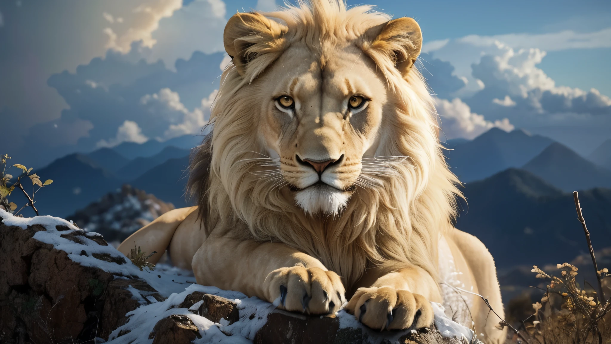 Lion, Divine Lion, Lion King, Lion Majestic, natural, Natureza, Rendering, fotorrealista, UltraHigh definition, 4K, texturasdetalhadas, thunder, sombras detalhadas, cores detalhadas, por do sol, sol se pondo, Sunset, Natureza Linda, Grande Divino, por do sol, contraste detalhado, Contraste realista, high resolution, cores detalhadas, fogo, eletricidade, divina criatura, 8k, realista detalhado, 16k, 8k, High definition, elegante,