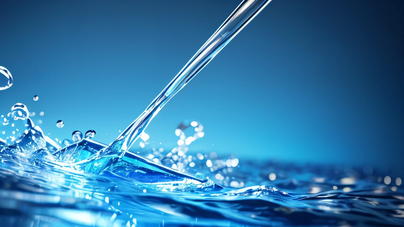 5 molecular structures of electrolytic hydrogen production water, close-up, macro photography, light blue theme:: 2, clean, simple background:: 2, 3D rendering-no warm color