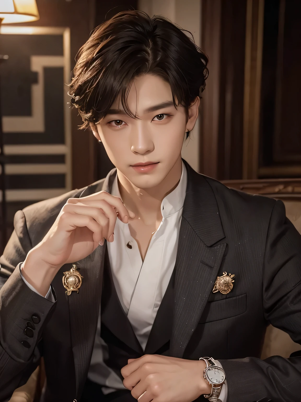 sunghoon 、noble as a prince、Photorealsitic, 8K full body portrait, a handsome, a 20-year-old man, detailed face、Super handsome、ideal junior、perfect face、model、Idol、korean boy、medium hair、Date Day、Look at me and smile、city、meeting、Street fashion、GUCCI、sexy look