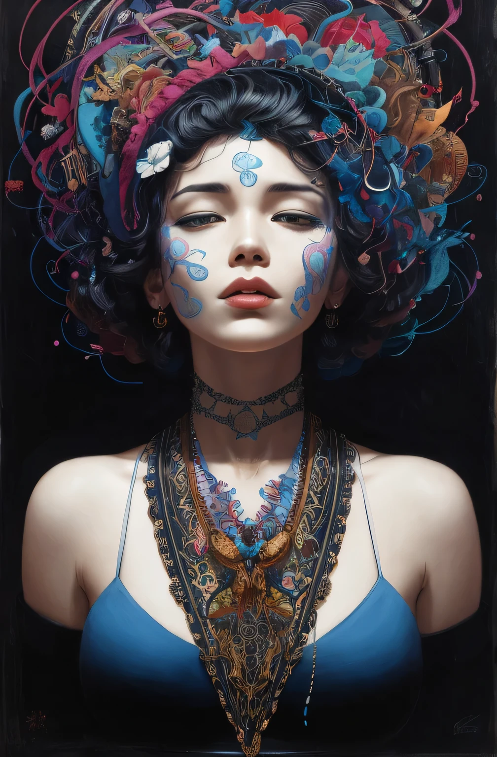 official art, unity 8k wallpaper, ultra detailed, beautiful and aesthetic, masterpiece, best quality, (zentangle, mandala, tangle, entangle), (fractal art:1.3) , 1girl, badass car in the background, extremely detailed, dynamic angle, cowboyshot, the most beautiful form of chaos, elegant, a brutalist designed, vivid colours, romanticism, by james jean, roby dwi antono, ross tran, francis bacon, michal mraz, adrian ghenie, petra cortright, gerhard richter, takato yamamoto, ashley wood, atmospheric, ecstasy of musical notes, streaming musical notes visible
