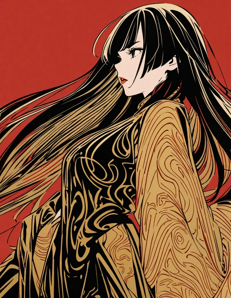 (​masterpiece、top-quality、top-quality、watercolor paiting(Curly)、Official art、Beautifully Aesthetic:1.2)、(1girl in:1.3)、(Fractal Art:1.3)、(Kimono)、The upper part of the body、From Side、looking at the viewers、patterns、Flowers and Birds Fugetsu、Yuki、Thousand Cranes、​​clouds、lantern、starrysky、stele、(Masterpiece, Best Quality), 8k Wallpaper, highly detailed, sexy female ronin, male ronin, hugging, samurai, cherry blossom flowers border, japanese tattoos,  katana, japan, night, moonlight, vector style art, erotic, movie poster style, lettering.