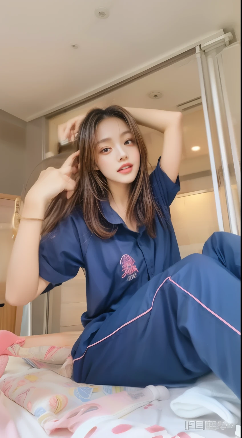 (best quality,10,10,height,Masterpiece:1.2),Special details,(realistic,Realistic picture,Realistic photos:1.37),1 Cute girl in the kitchen,shiny, skin shiny,only,smile softly,BDclothelue shirt:1.3)),short sleeve,shirt, กางเกงขาlong.,(navy_long_track pants:1.1), ((Kitchen Background)),Dynamic angle,excited,Face focus,dynamic poses,from behind,focus on ass,Masterpiece, best quality, ultra realistic, Too many details, 8k resolution, raw photos, Sharp focus, ((Navy blue shirt:1.1)), short sleeve, long route, perfect body, 2 mature women, 18 years old, Cinema-grade lighting system,blue sweatpants,exercise cloth,correct anatomy,perfect body, correct body, Sharp face, กายวิภาคของcorrect body, full body, realistic gestures, long-haired, realistic poses,Wear long shorts...........................,The legs are long.,Good shape,carved girl, Slender figure, model, Good shape, beautiful body,blue sweatpants, two girls kissing