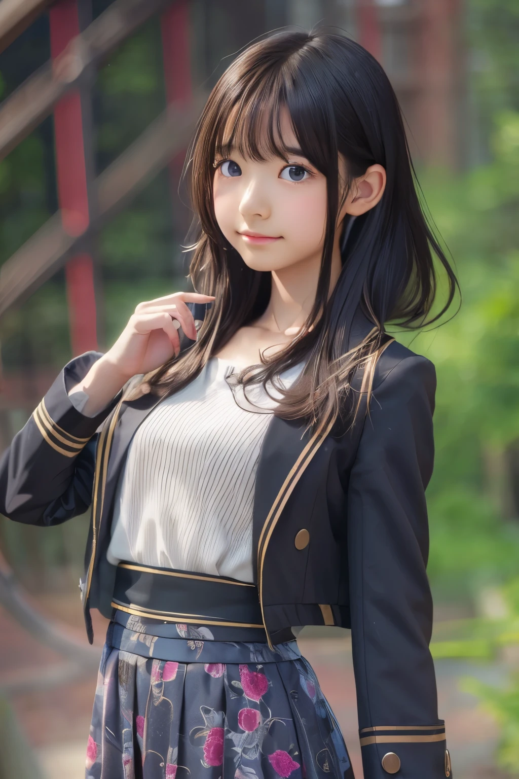 ((sfw: 1.4)),((detailed face, professional photography)), ((sfw, idol uniform , mic , stage, 1 Girl, flat chest)), Ultra High Resolution, (Realistic: 1.4), RAW Photo, Best Quality, (Photorealistic Stick), Focus, Soft Light, ((15 years old)), ((Japanese)), (( (young face))), (surface), (depth of field), masterpiece, (realistic), woman, bangs, ((1 girl))