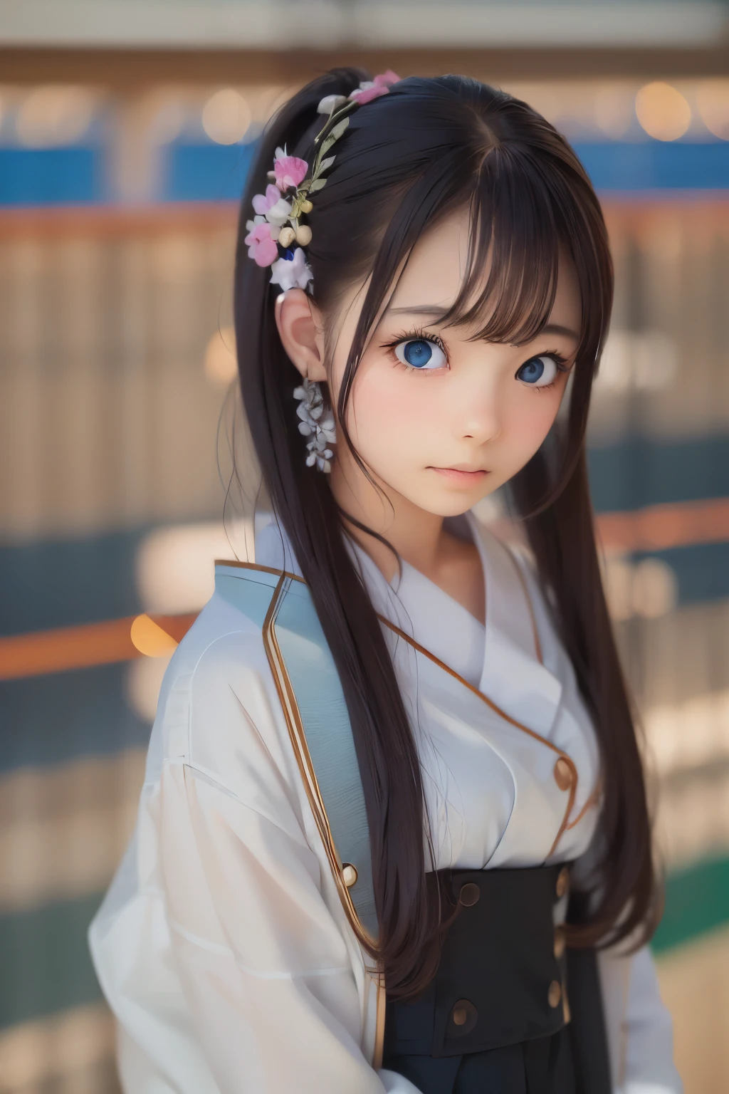 ((sfw: 1.4)),((detailed face, professional photography)), ((sfw, idol uniform , mic , stage, 1 Girl, flat chest)), Ultra High Resolution, (Realistic: 1.4), RAW Photo, Best Quality, (Photorealistic Stick), Focus, Soft Light, (()), ((Japanese)), (( (young face))), (surface), (depth of field), masterpiece, (realistic), woman, bangs, ((1 girl))