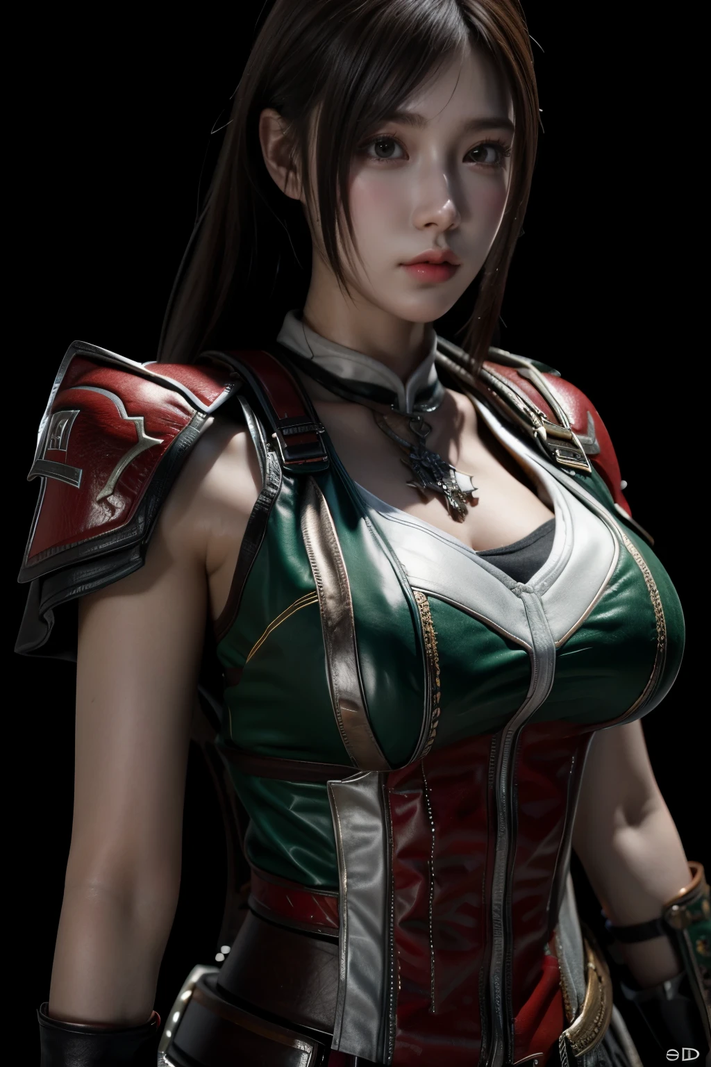 Game art，The best picture quality，Highest resolution，8K，(A bust photograph)，(Portrait)，(Head close-up)，(Rule of thirds)，Unreal Engine 5 rendering works， (The Girl of the Future)，(Female Warrior)， 
20-year-old girl，((Hunter))，An eye rich in detail，(Big breasts)，Elegant and noble，indifferent，brave，
（Medieval-style fur combat clothing，Glowing magic lines，Animal skin clothing with rich details,Red and white），Medieval Lady Knight，Medieval ranger，
photo poses，simple background，Movie lights，Ray tracing，Game CG，((3D Unreal Engine))，OC rendering reflection pattern