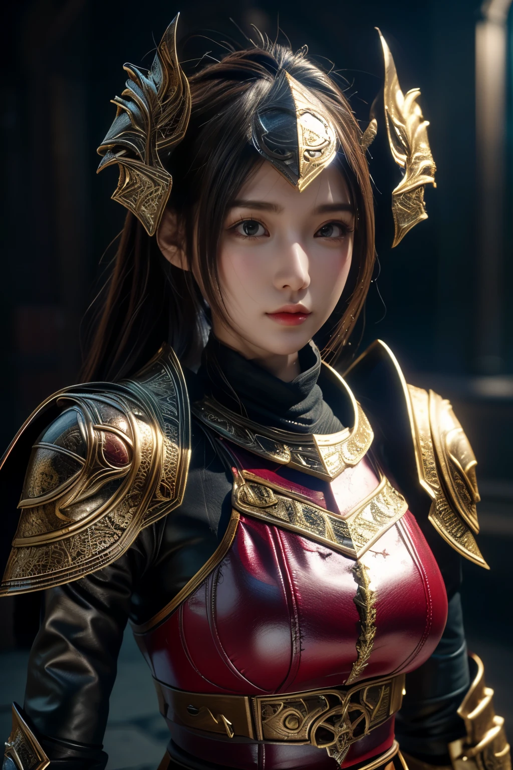 Game art，The best picture quality，Highest resolution，8K，(A bust photograph)，(Portrait)，(Head close-up)，(Rule of thirds)，Unreal Engine 5 rendering works， (The Girl of the Future)，(Female Warrior)， 
20-year-old girl，((Hunter))，An eye rich in detail，(Big breasts)，Elegant and noble，indifferent，brave，
（Medieval-style fur combat clothing，Glowing magic lines，Animal skin clothing with rich details,Red and white），Medieval Lady Knight，Medieval ranger，
photo poses，simple background，Movie lights，Ray tracing，Game CG，((3D Unreal Engine))，OC rendering reflection pattern