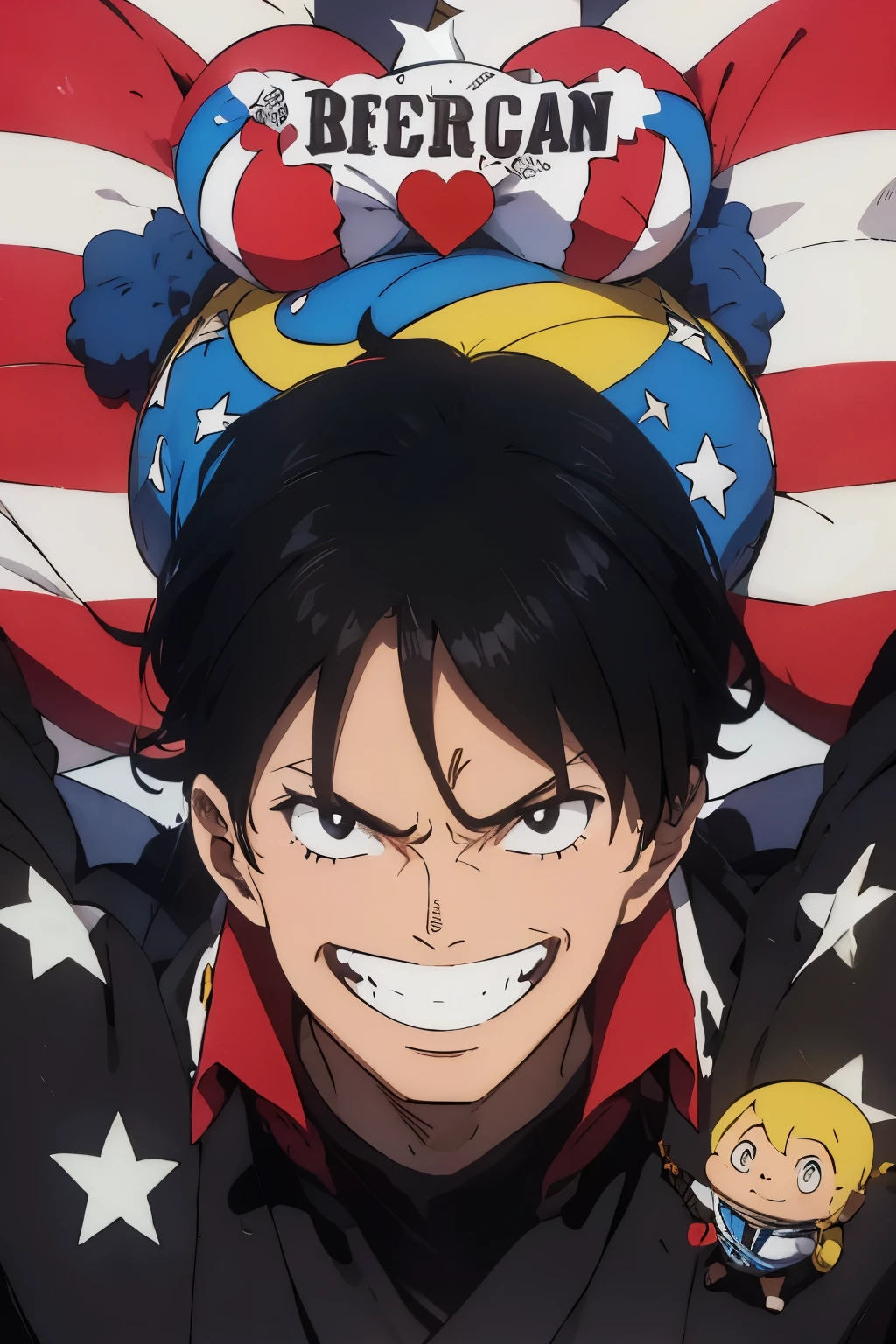American comics　smile　Handsome guy　30 generations　「Concha」letter