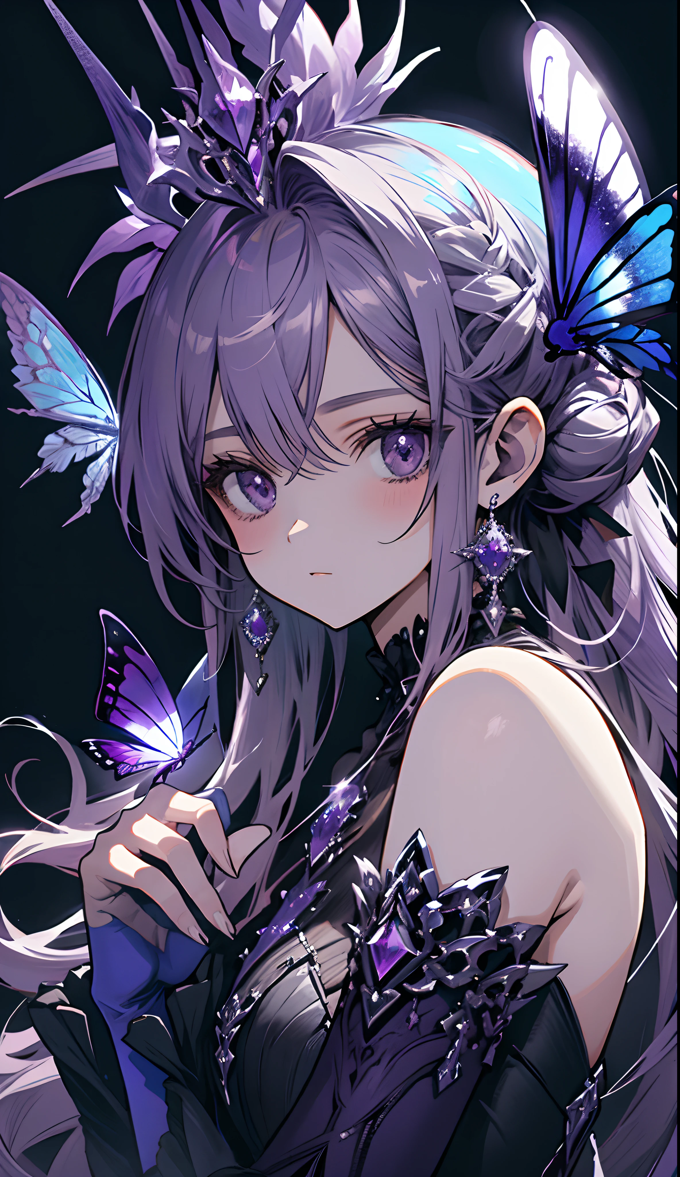 (((lila, Silver, glimmer)), Fee), begrenzte Palette, Kontrast, phenomenal aesthetics, Best quality, beautiful work of art