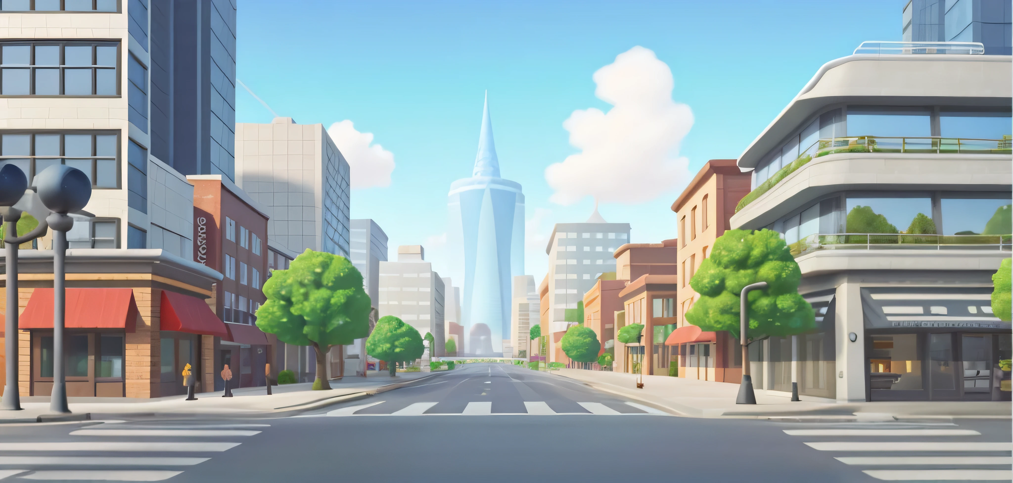 landscape scene, street, modern architecture, Pixar, masterpiece, ccurate