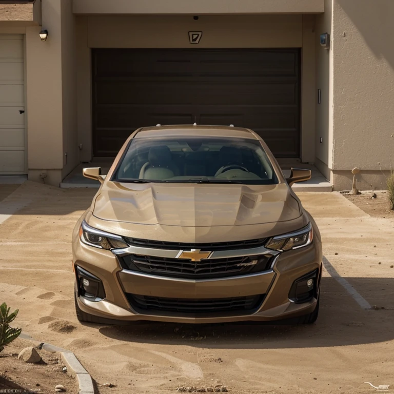 Chevrolet Malibu model 2024, Letras ERPC pintadas en puertas., in brown and beige camouflage, hiperreal fotografica, Full angle side panoramic view, 