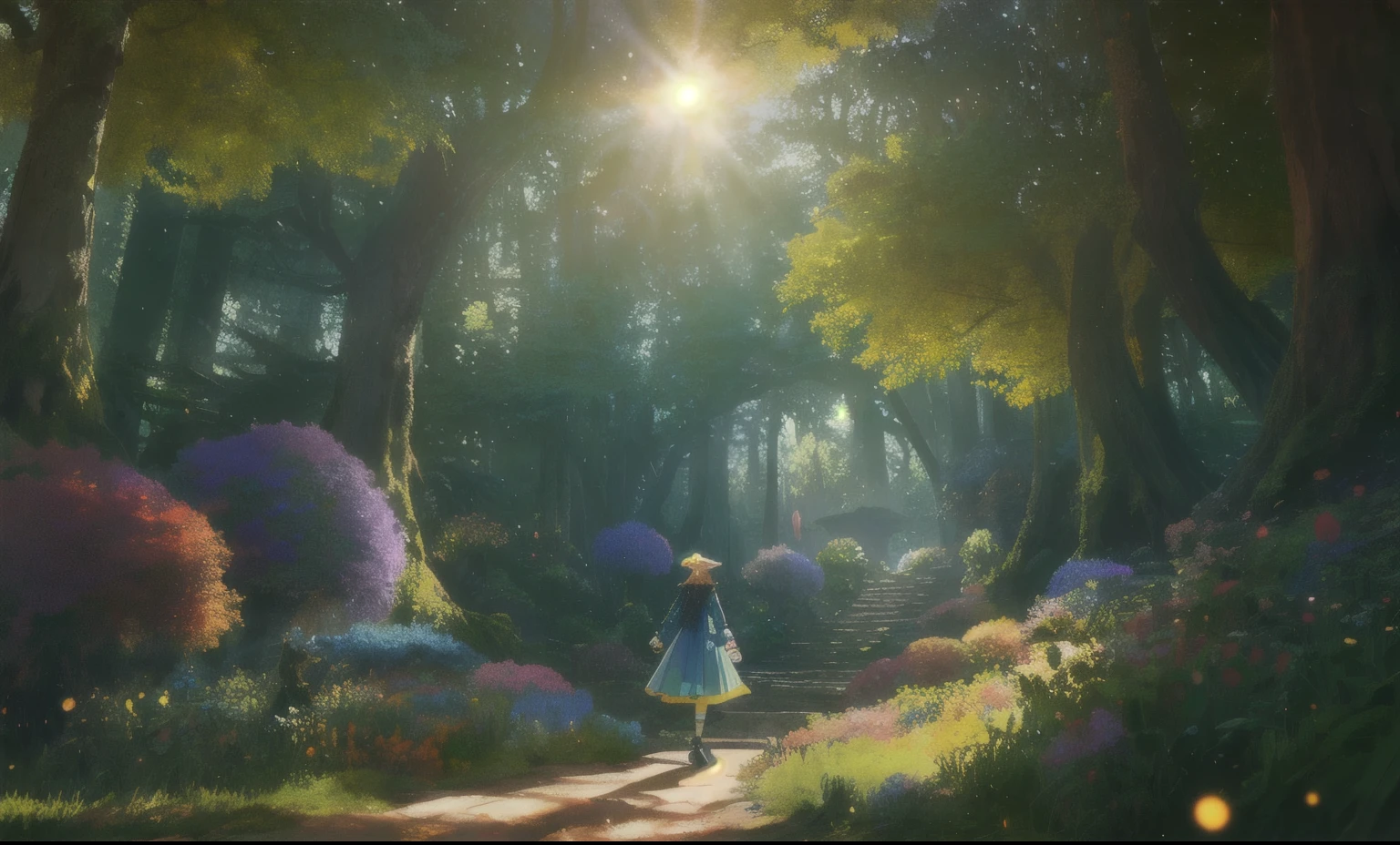 analogy style, Chroma V5, Wink Punk (extremely detailed CG unity 8k wallpaper), 《Amber Ninth Prince》forest scenery in, lens flare, Award-winning photography, Color difference, detail, high dynamic range, bloom, Monet style, Pissarro and Sisley, Popular topics on ArtStation , Trending on CGSociety, art on the go