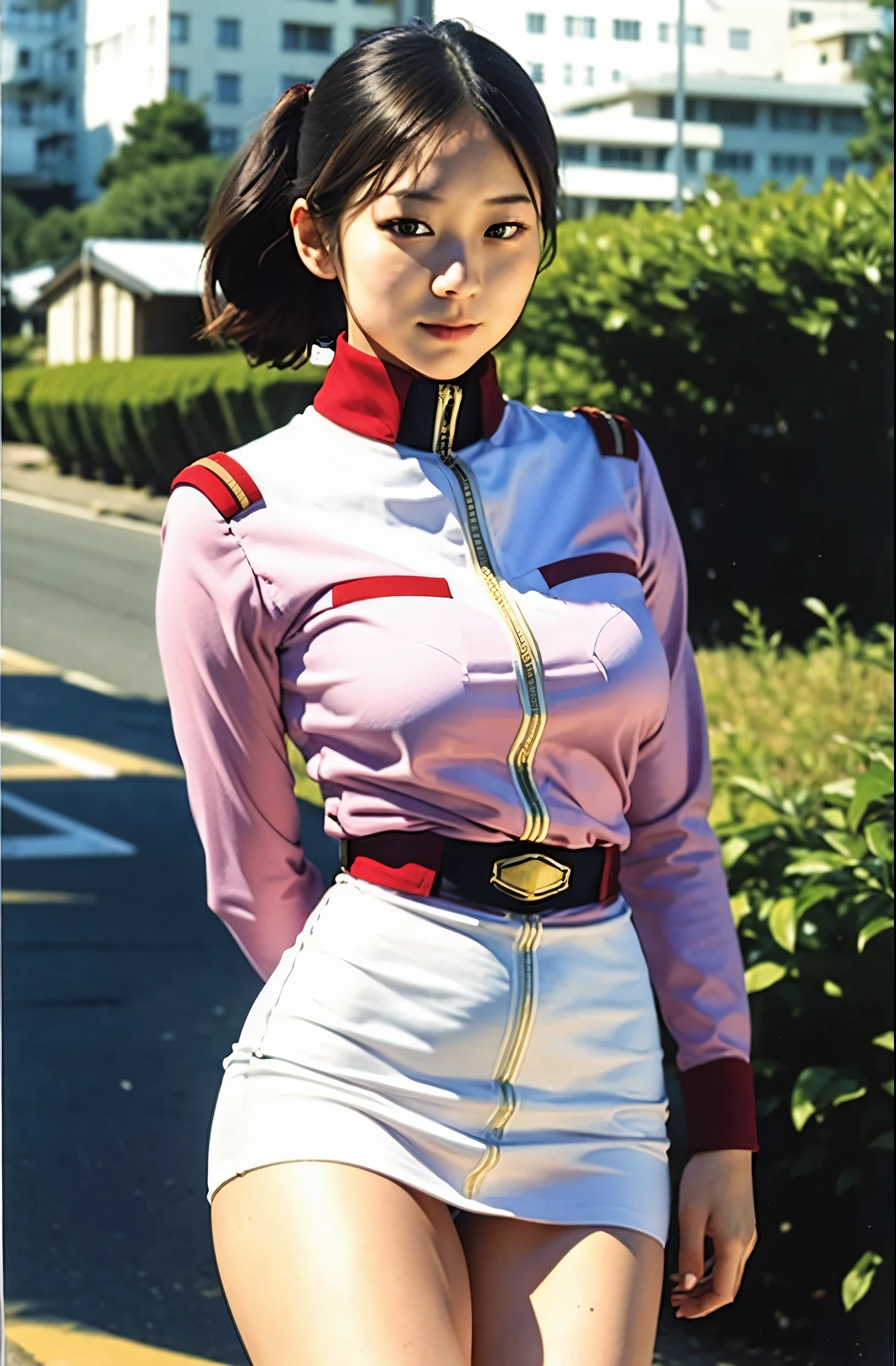 Actual Photos、Highest imYear quality、Realistic、Beautiful woman、Beautiful thighs、Beautiful Face、本当の私は何Yearも、Federal Army Uniform Miniskirt、ponytail、Yuriko Yoshitaka、 Japanese female、Zuo々Ki Nozomi:1.4、pretty girl、White pantiesが見える、1６Year、（White panties:1.3）、Ultra mini skirt、Beautiful thighs、White panties、ピンクのミニスカートがめくれてWhite pantiesが見えてる