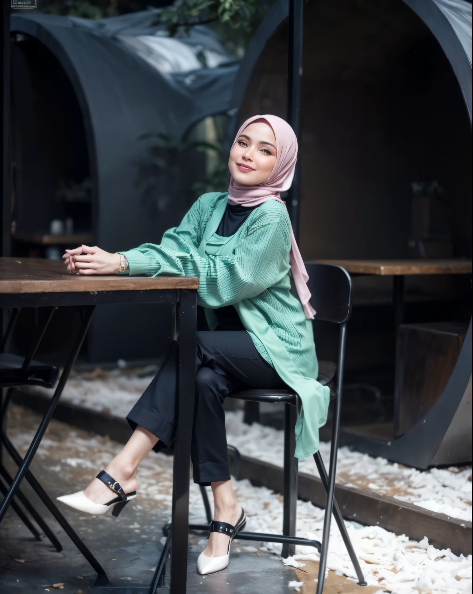 masterpiece, (ultra-high-definition portrait, vignet:1.4), Realistic, extremely detailed, CG unified, 8k, Clean lines, highly detailed, High-definition, raw color photos, she is smiling, Realistic portrait, Cinematic Light, Beautiful detailed, (1hijabgirl, indonesian:1.5), (165cm tall, big breasts with lips like she wants to kiss:1.5), Beautiful big breasts, breasts details, very tight, (Biggorgeous breast, Happy Face:1.5), (Happy Face, Big Breast:1.4), Close up of a girl in Beautiful clothes with errected nipple, biggorgeous breast, Soft smile, scarf, (Bombastic Side Eyes with curvaceous body:2), pose 4 of 1 6, Undress, No bra, (nipples that are clearly sticking out detail:1.2), Outdoors, high intricate detailed.