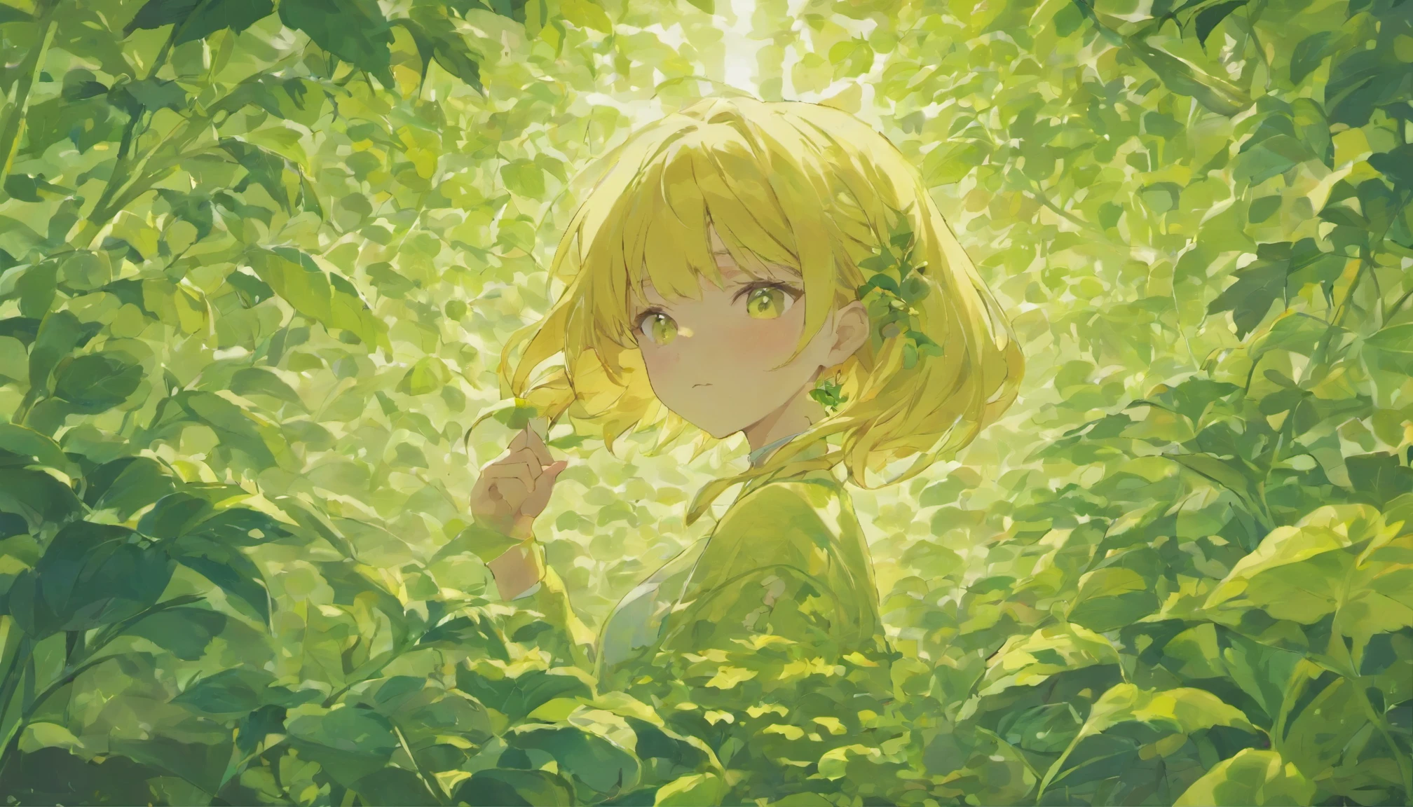 Woman seen from the front drinking a giant glass of beer surrounded by hop plants in a surreal environment
