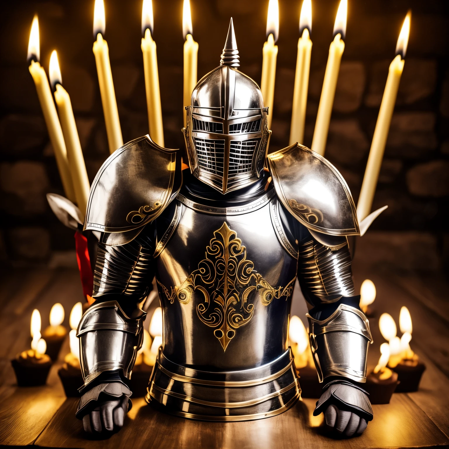 Happy Birthday, Birthday Cake, Blowing Candles Knight in full suit of armour, knight in shining armour, male, Birthday celebration