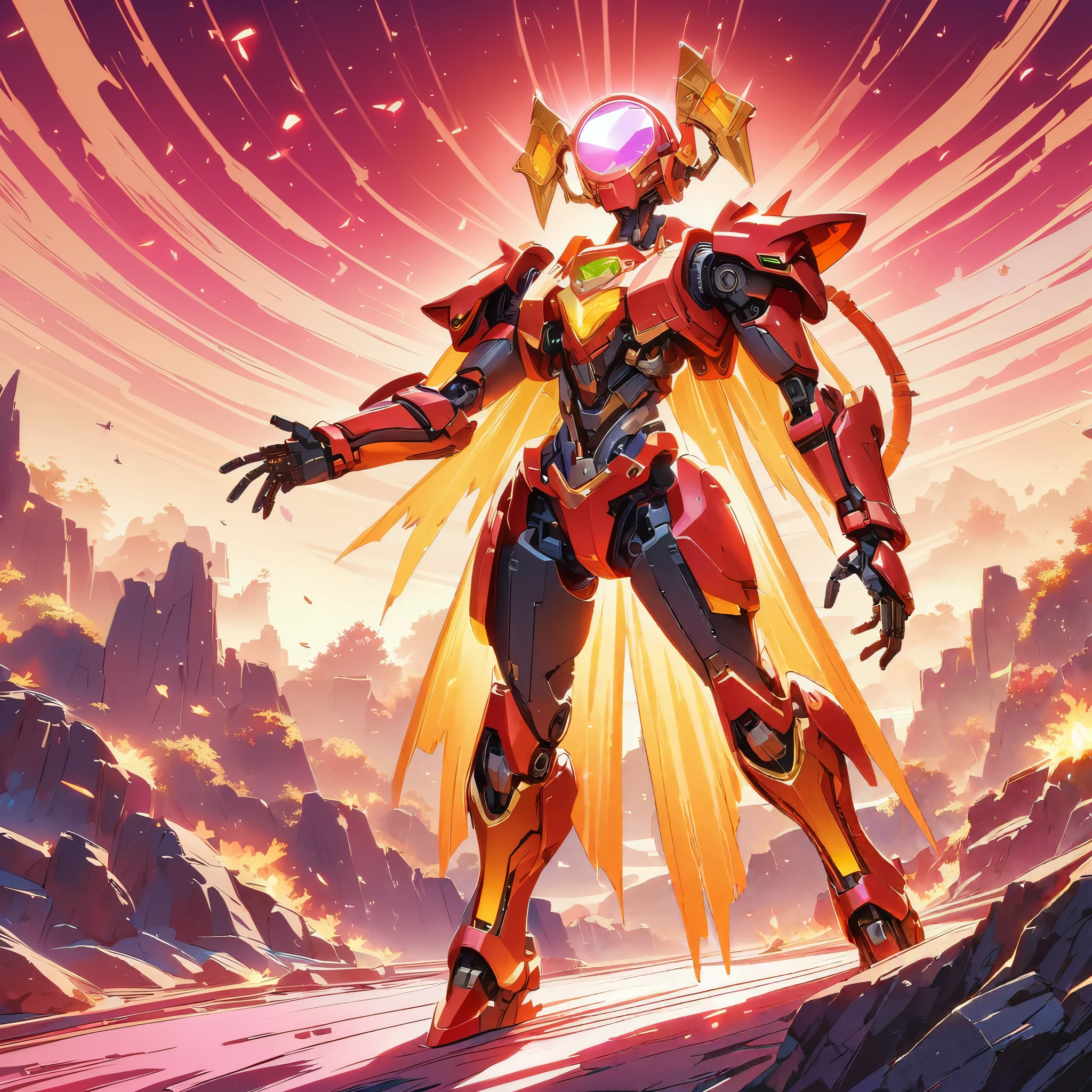 whole body,alone,[:(black background:1.5):90],gradient background,1Mechanical Girl,(1 karat gold:1.2),Beautiful curves,Machine made joints,mechanical limbs,blood vessels connected to tubes,Mechanical vertebrae attached to the back,Mechanical cervical spine attached to the neck,lamp on armor,Mecha head mirror,glowing arms,laser eye,Poker face,glowing skin,Dynamic angle, (rich and colorful:1.2),outline,watercolor,high dynamic range,Ray tracing,NVIDIA RTX,subsurface scattering,PBR texture,post processing,Anisotropic filtering,depth of field,Maximum clarity and sharpness,16k original,glowing particles,movie lighting,lens flare,dramatic_shadow,fantasy,Color difference, intricate details,ultra high resolution,(lifelike:1.4),dramatic lighting,
