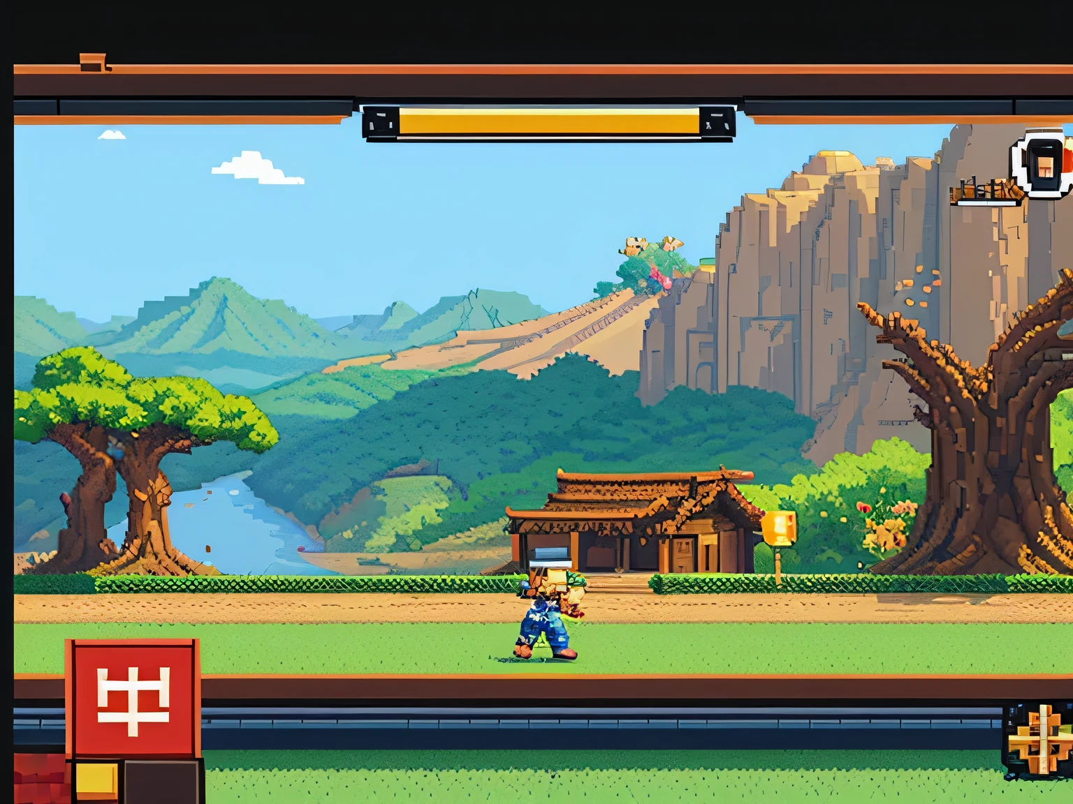 Retro game,screenshot, role-playing game maker, Game maker, Nostalgic game interface,A pixel art masterpiece,