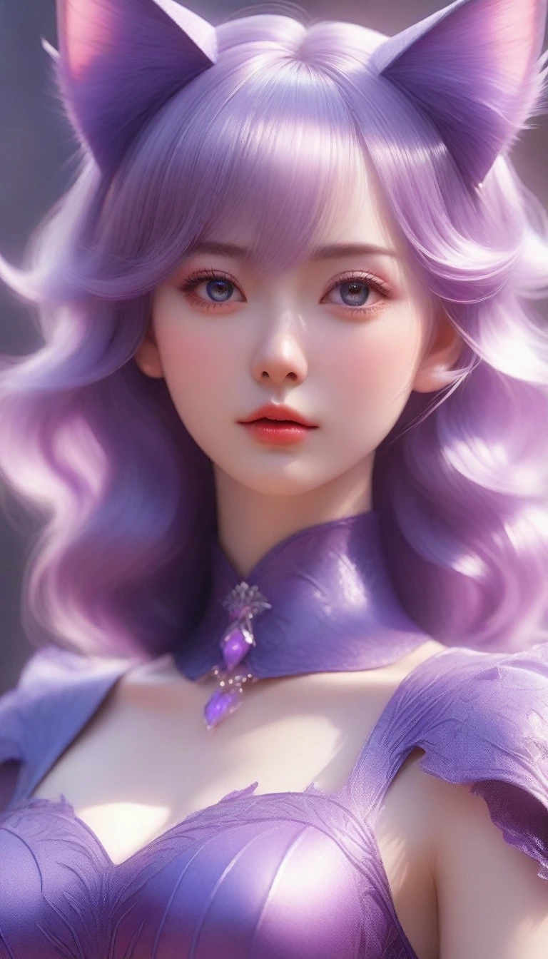 a close up of a woman with a cat ears and purple dress, fantasy art style, beautiful fantasy art, 8k high quality detailed art, anime fantasy illustration, beautiful character painting, anime fantasy artwork, extremely detailed artgerm, beautiful digital artwork, digital fantasy art ), fantasy style art, very beautiful fantasy art, style of artgerm, detailed fantasy art