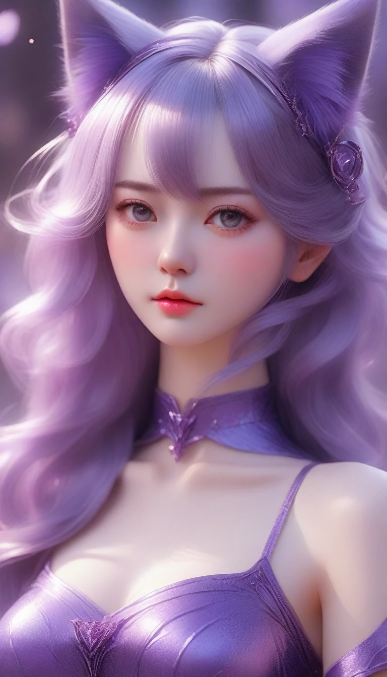 a close up of a woman with a cat ears and purple dress, fantasy art style, beautiful fantasy art, 8k high quality detailed art, anime fantasy illustration, beautiful character painting, anime fantasy artwork, extremely detailed artgerm, beautiful digital artwork, digital fantasy art ), fantasy style art, very beautiful fantasy art, style of artgerm, detailed fantasy art