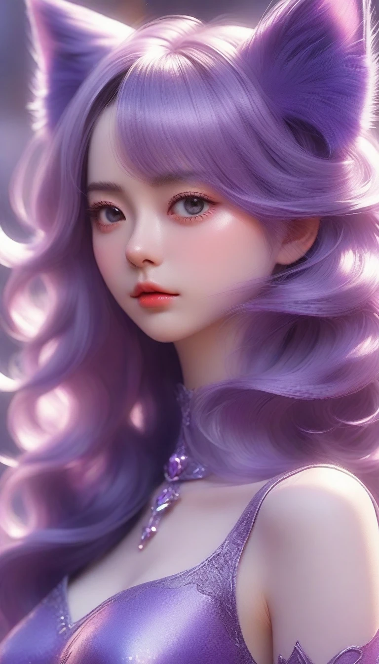 a close up of a woman with a cat ears and purple dress, fantasy art style, beautiful fantasy art, 8k high quality detailed art, anime fantasy illustration, beautiful character painting, anime fantasy artwork, extremely detailed artgerm, beautiful digital artwork, digital fantasy art ), fantasy style art, very beautiful fantasy art, style of artgerm, detailed fantasy art