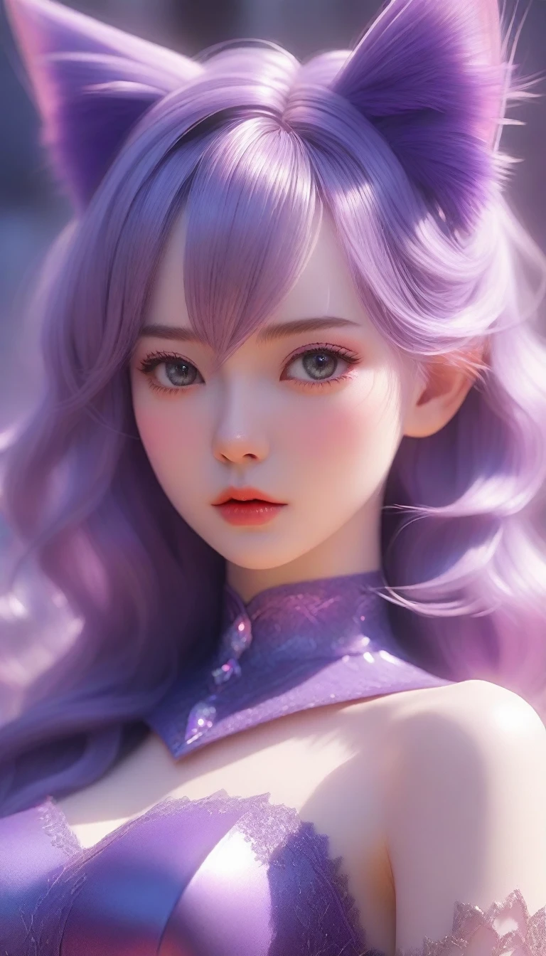 a close up of a woman with a cat ears and purple dress, fantasy art style, beautiful fantasy art, 8k high quality detailed art, anime fantasy illustration, beautiful character painting, anime fantasy artwork, extremely detailed artgerm, beautiful digital artwork, digital fantasy art ), fantasy style art, very beautiful fantasy art, style of artgerm, detailed fantasy art