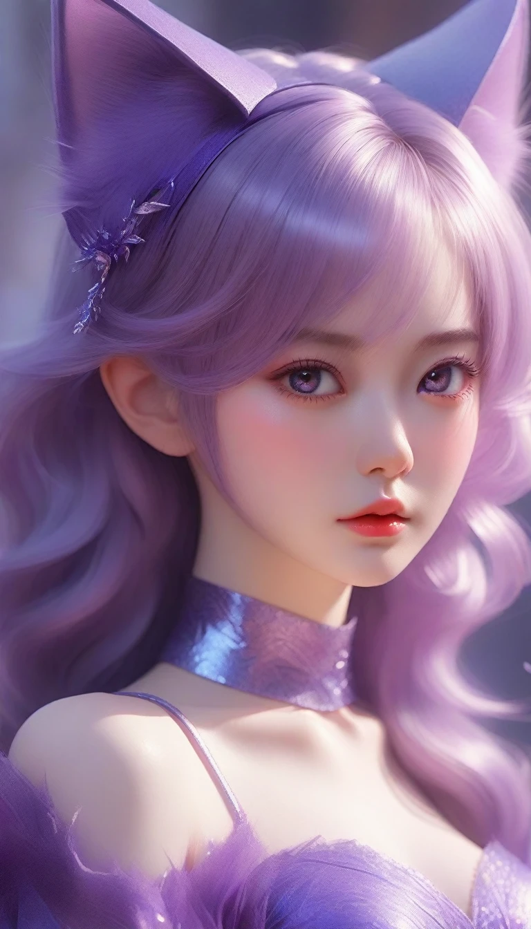 a close up of a woman with a cat ears and purple dress, fantasy art style, beautiful fantasy art, 8k high quality detailed art, anime fantasy illustration, beautiful character painting, anime fantasy artwork, extremely detailed artgerm, beautiful digital artwork, digital fantasy art ), fantasy style art, very beautiful fantasy art, style of artgerm, detailed fantasy art