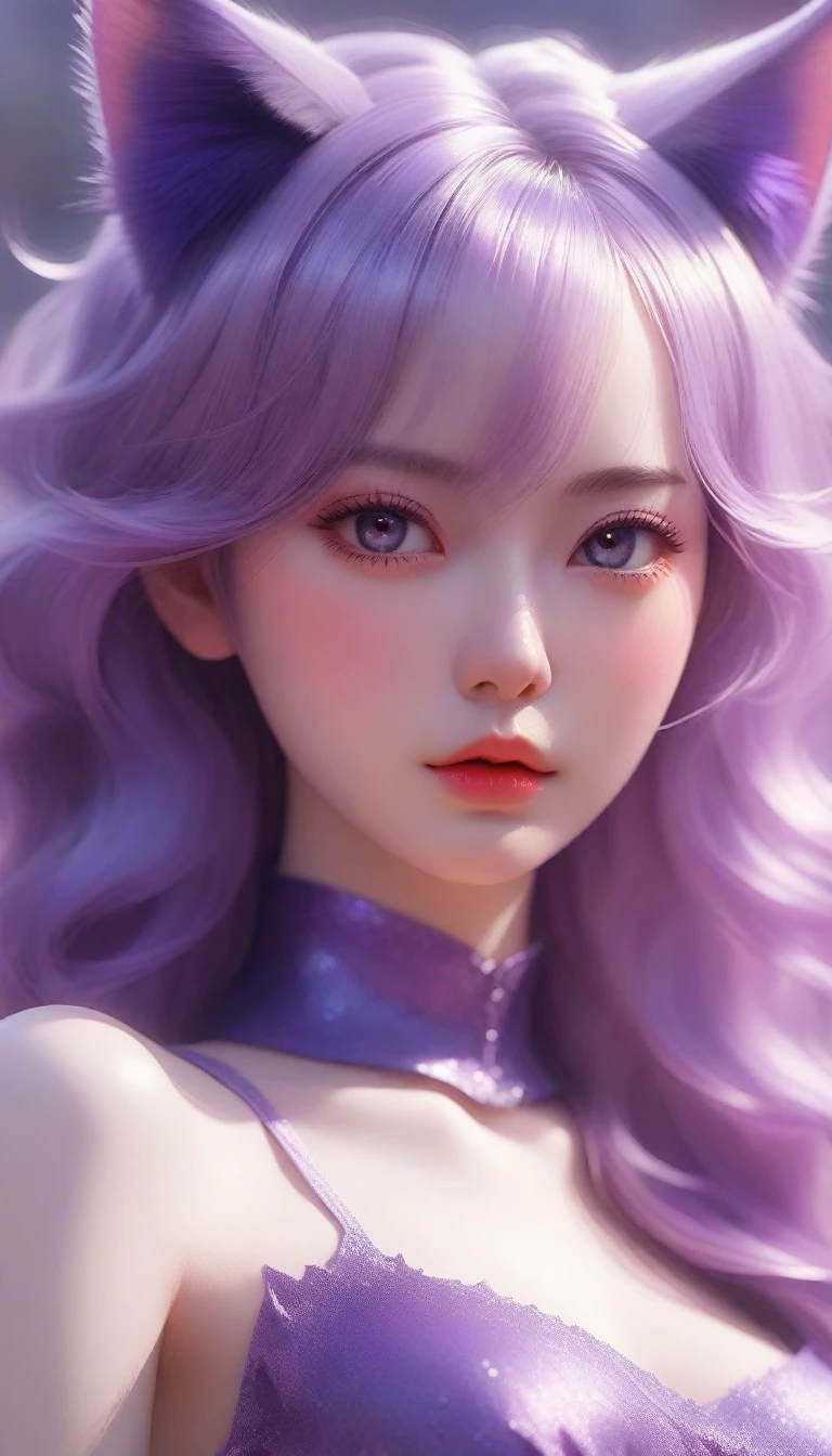 a close up of a woman with a cat ears and purple dress, fantasy art style, beautiful fantasy art, 8k high quality detailed art, anime fantasy illustration, beautiful character painting, anime fantasy artwork, extremely detailed artgerm, beautiful digital artwork, digital fantasy art ), fantasy style art, very beautiful fantasy art, style of artgerm, detailed fantasy art