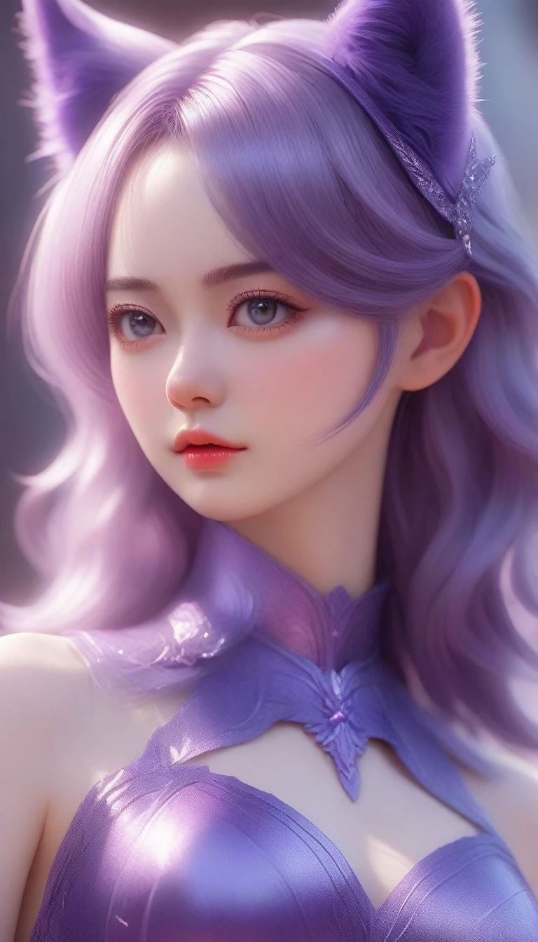 a close up of a woman with a cat ears and purple dress, fantasy art style, beautiful fantasy art, 8k high quality detailed art, anime fantasy illustration, beautiful character painting, anime fantasy artwork, extremely detailed artgerm, beautiful digital artwork, digital fantasy art ), fantasy style art, very beautiful fantasy art, style of artgerm, detailed fantasy art