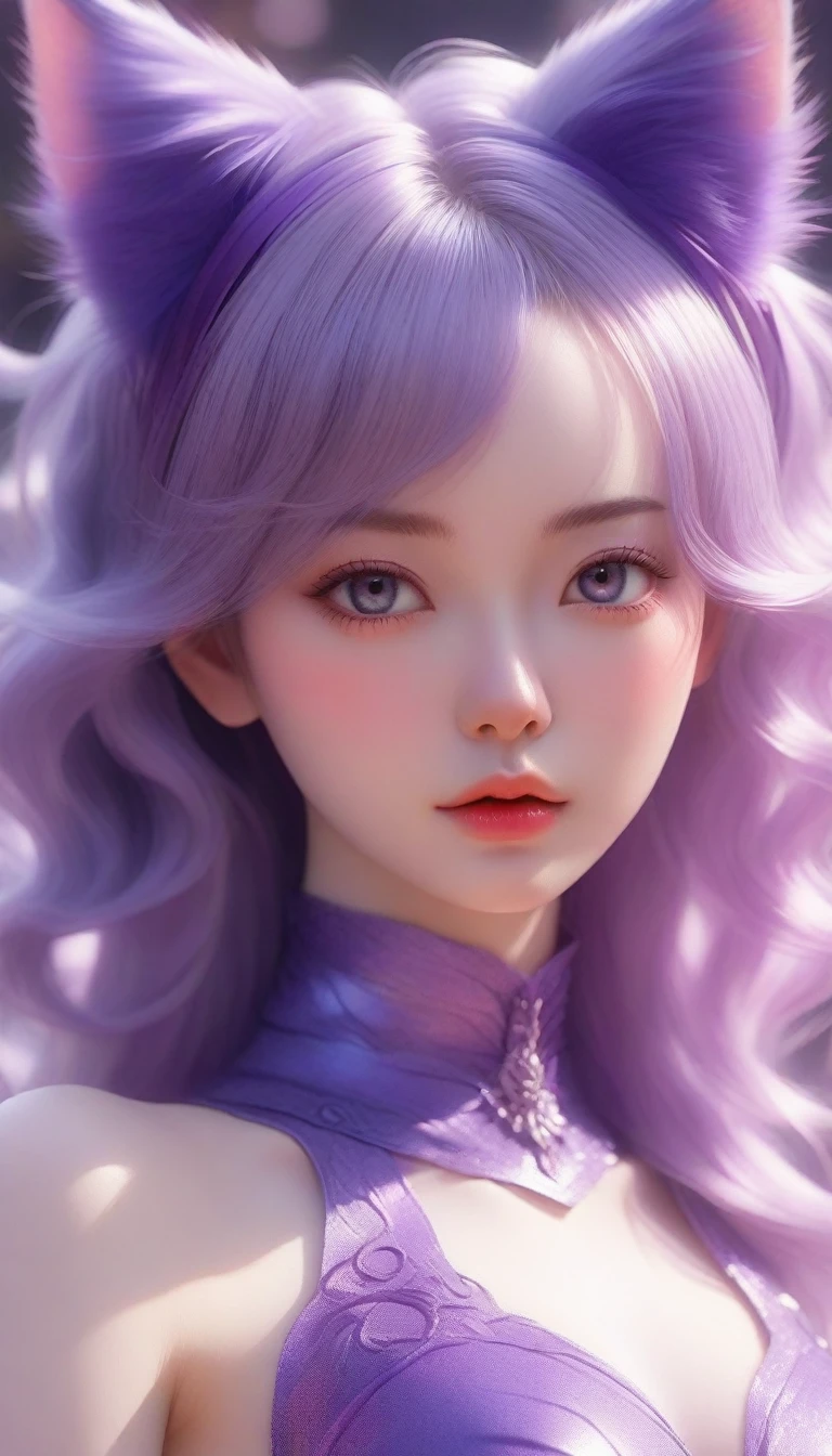 a close up of a woman with a cat ears and purple dress, fantasy art style, beautiful fantasy art, 8k high quality detailed art, anime fantasy illustration, beautiful character painting, anime fantasy artwork, extremely detailed artgerm, beautiful digital artwork, digital fantasy art ), fantasy style art, very beautiful fantasy art, style of artgerm, detailed fantasy art